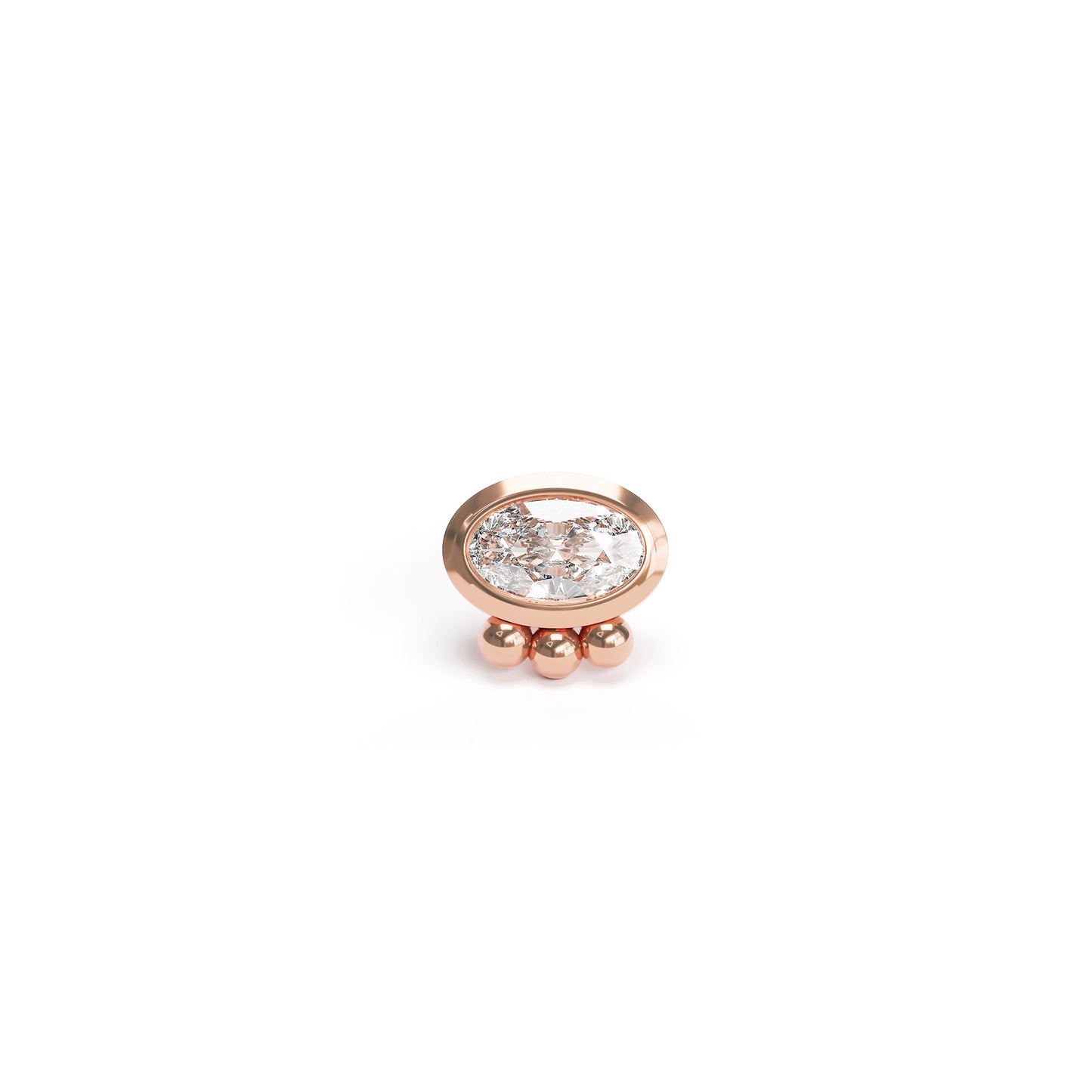 14K Gold Oval-Cut Diamond Beaded Threadless End