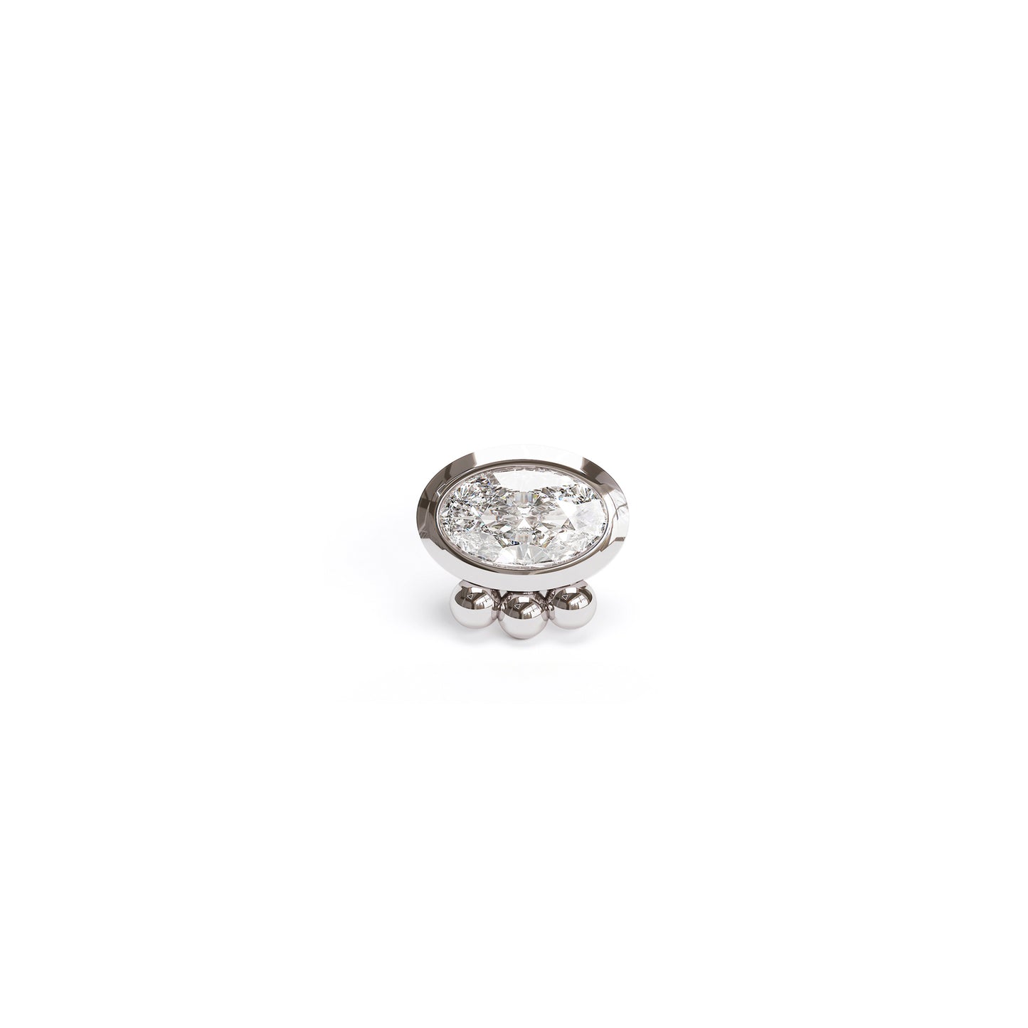 14K Gold Oval-Cut Diamond Beaded Threadless End