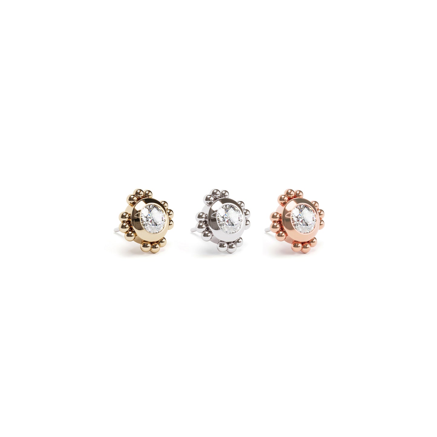 14K Gold Diamond Beaded Threadless End