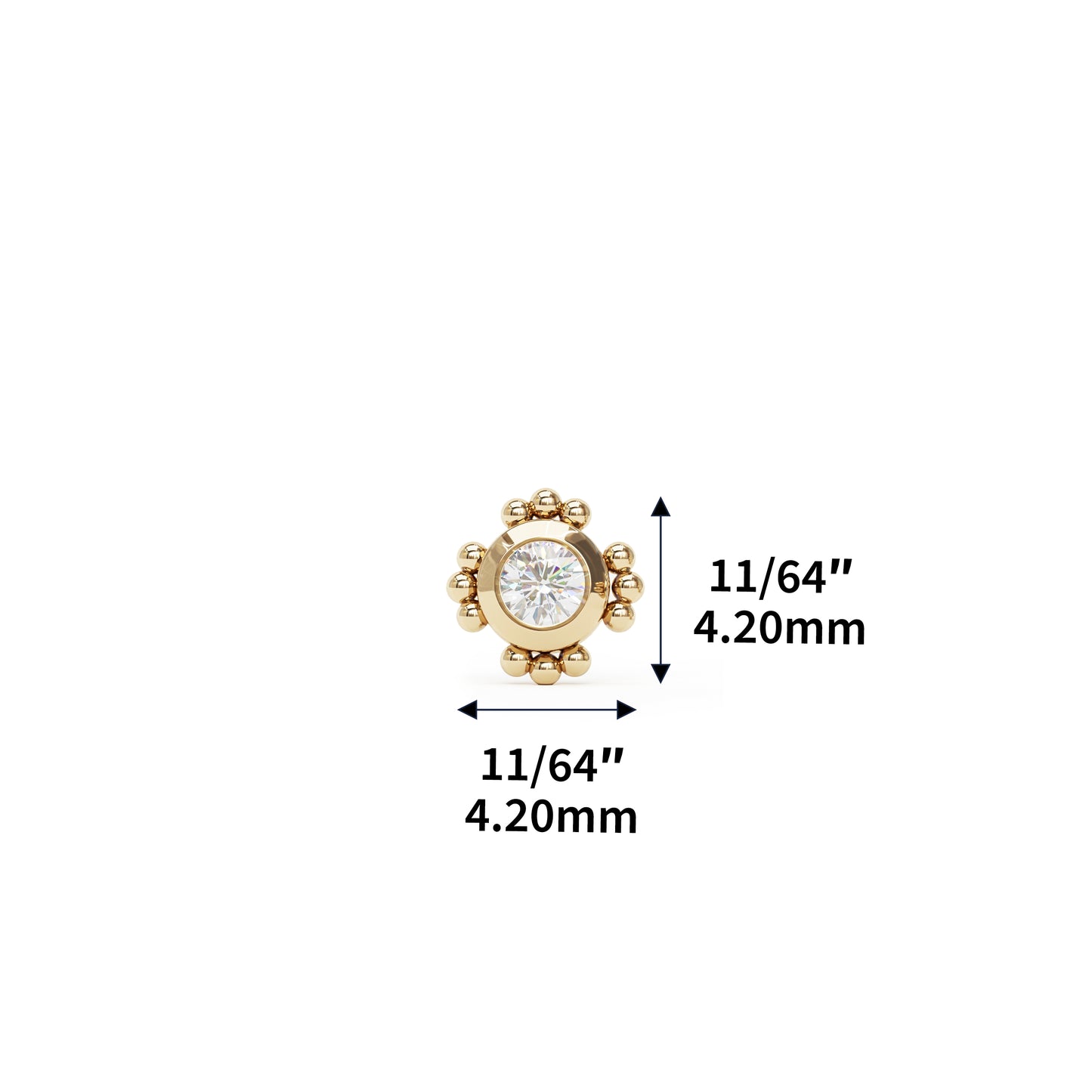 14K Gold Diamond Beaded Threadless End
