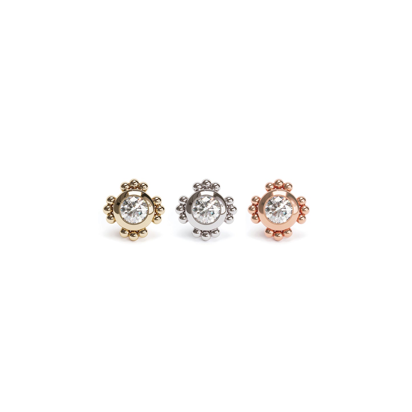 14K Gold Diamond Beaded Threadless End
