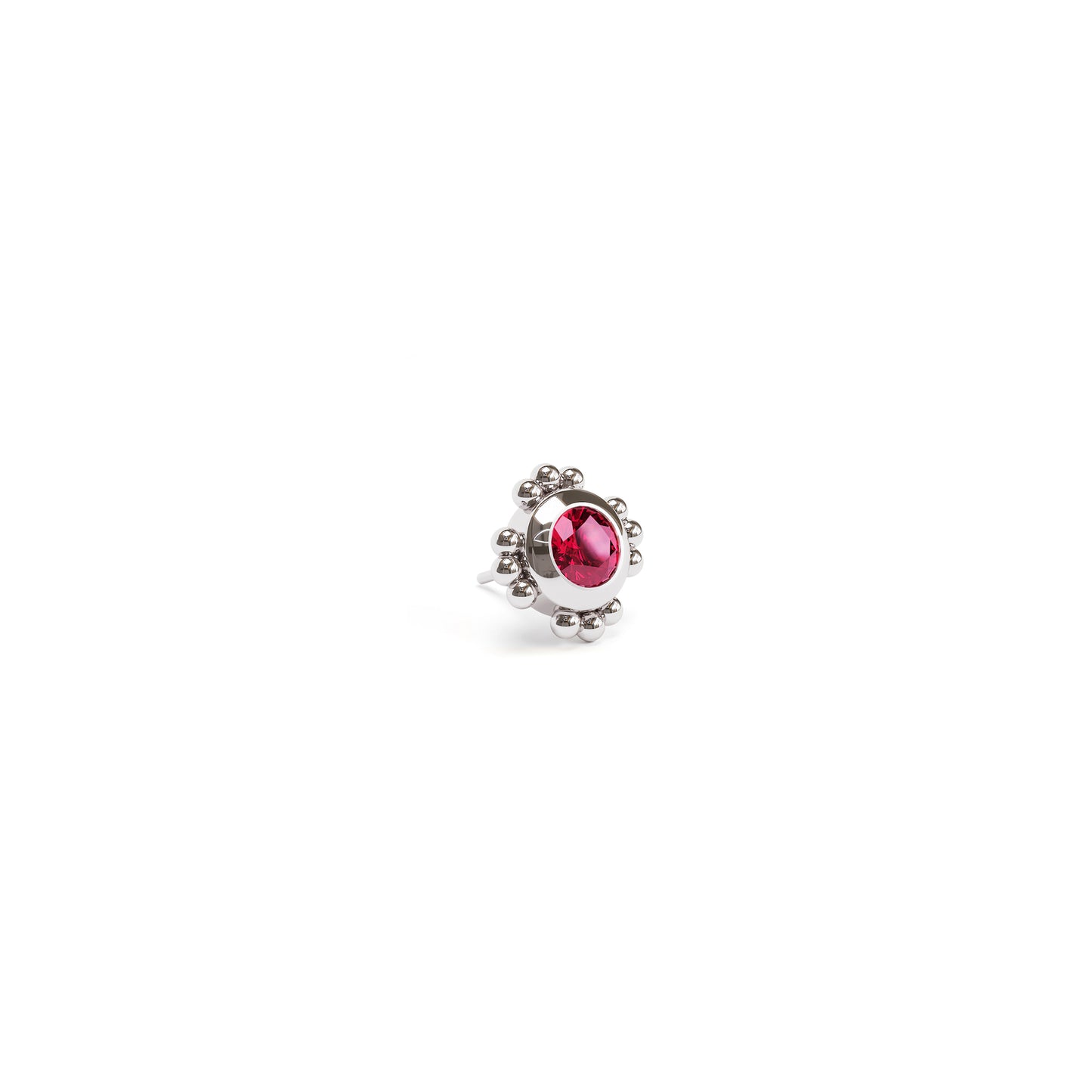14K Gold Ruby Beaded Threadless End