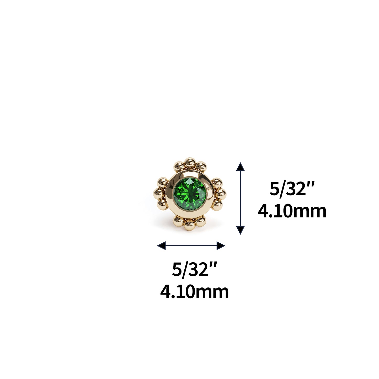 14K Gold Emerald Beaded Threadless End