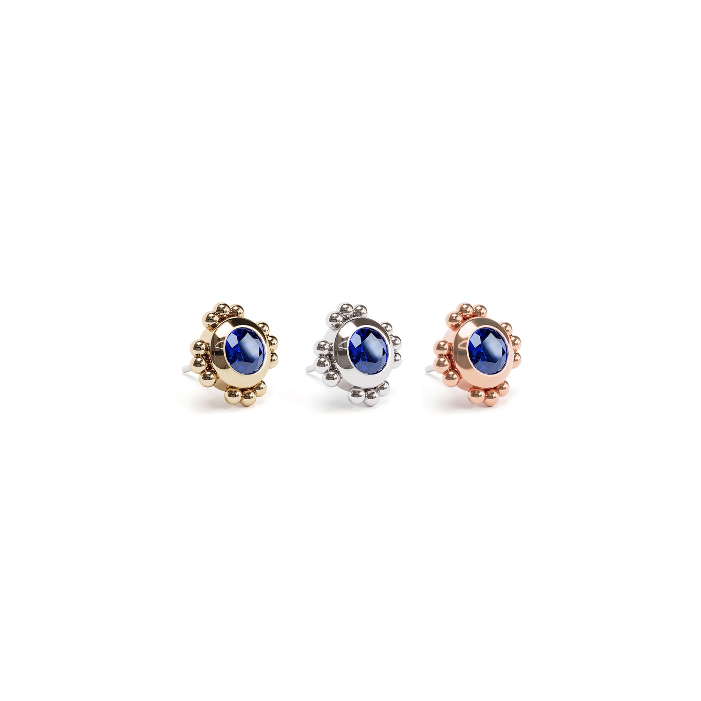 14K Gold Sapphire Beaded Threadless End