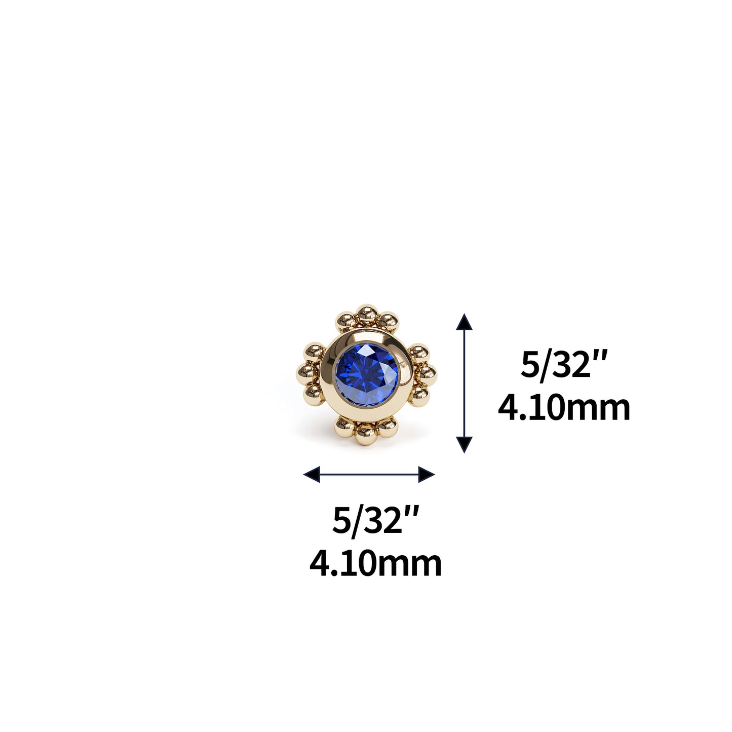 14K Gold Sapphire Beaded Threadless End