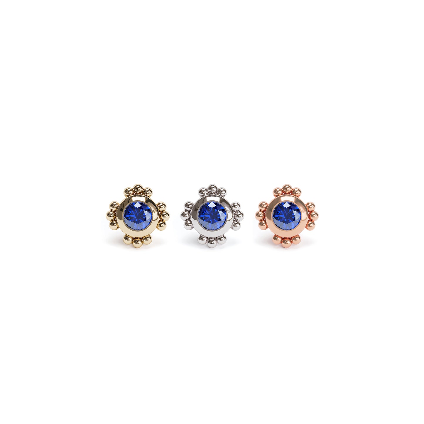 14K Gold Sapphire Beaded Threadless End
