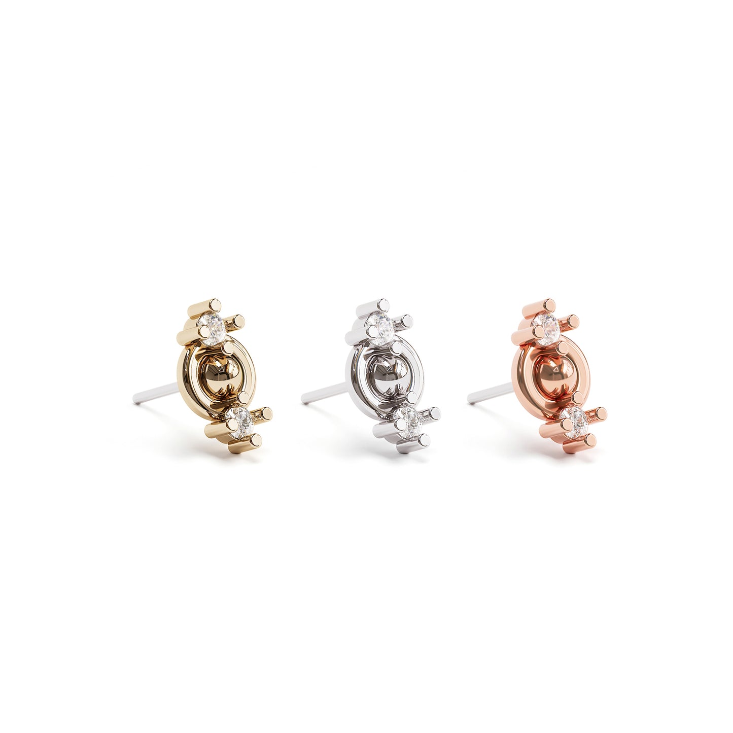 14K Gold Double Diamond Threadless End