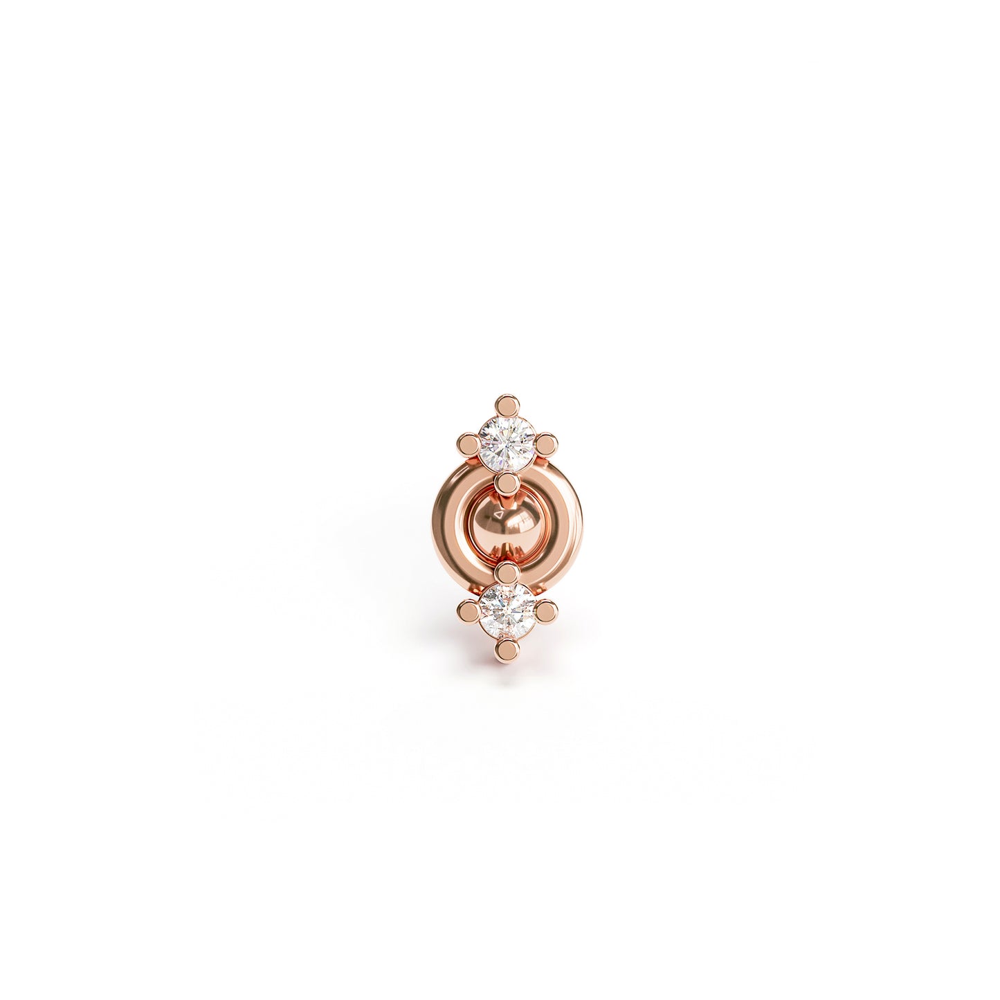 14K Gold Double Diamond Threadless End