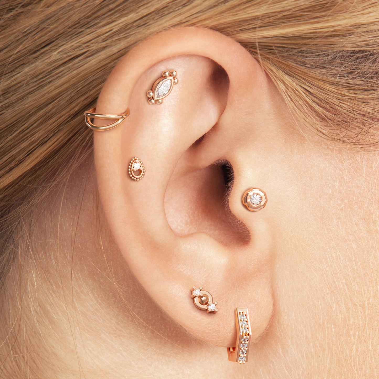 14K Gold Double Diamond Threadless End