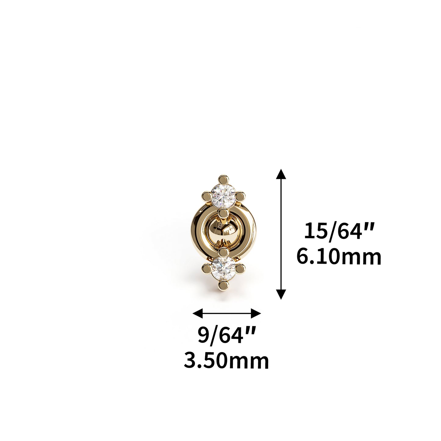 14K Gold Double Diamond Threadless End