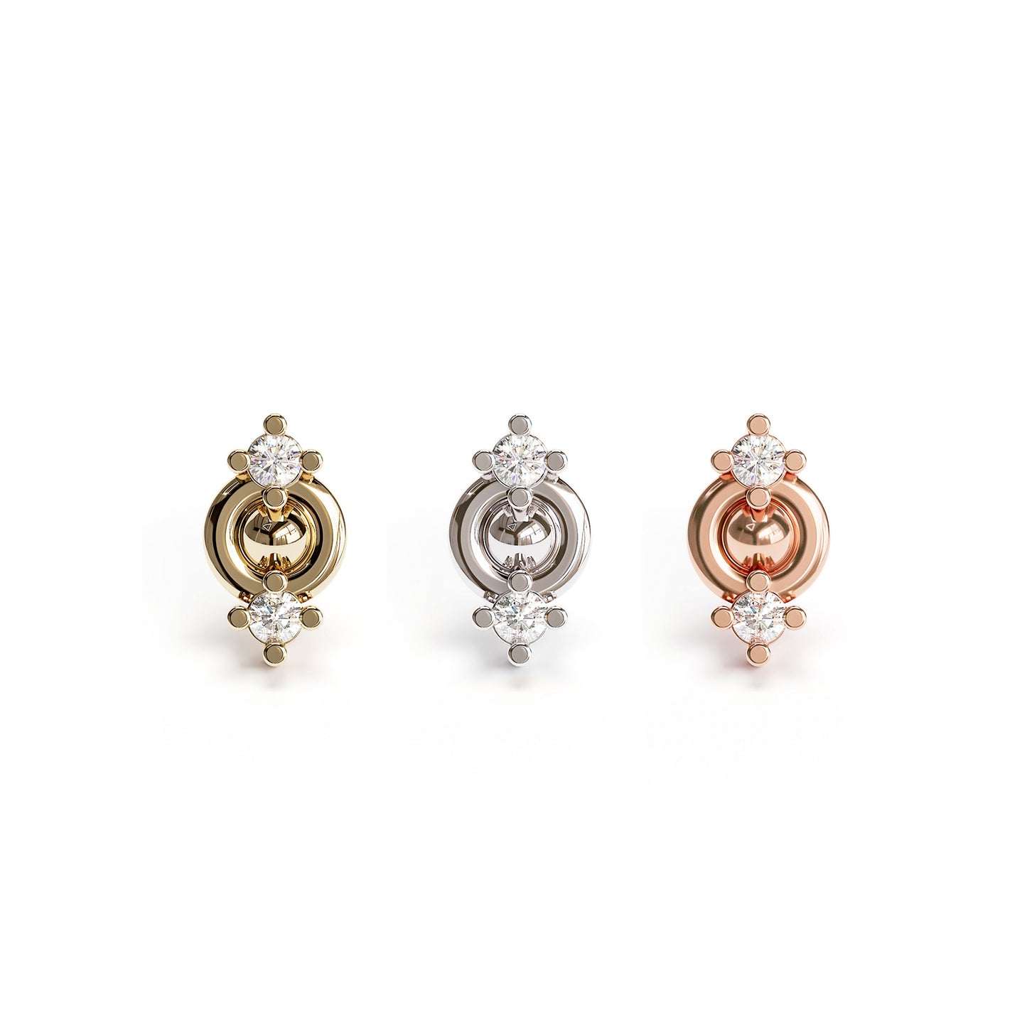14K Gold Double Diamond Threadless End