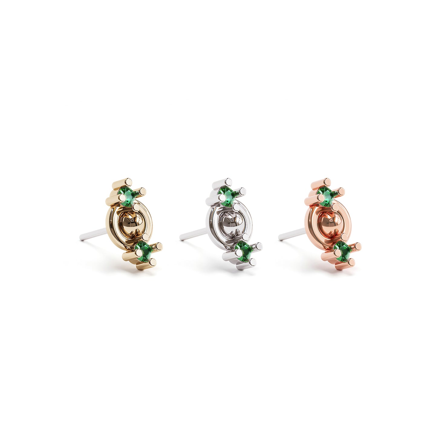 14K Gold Double Emerald Threadless End