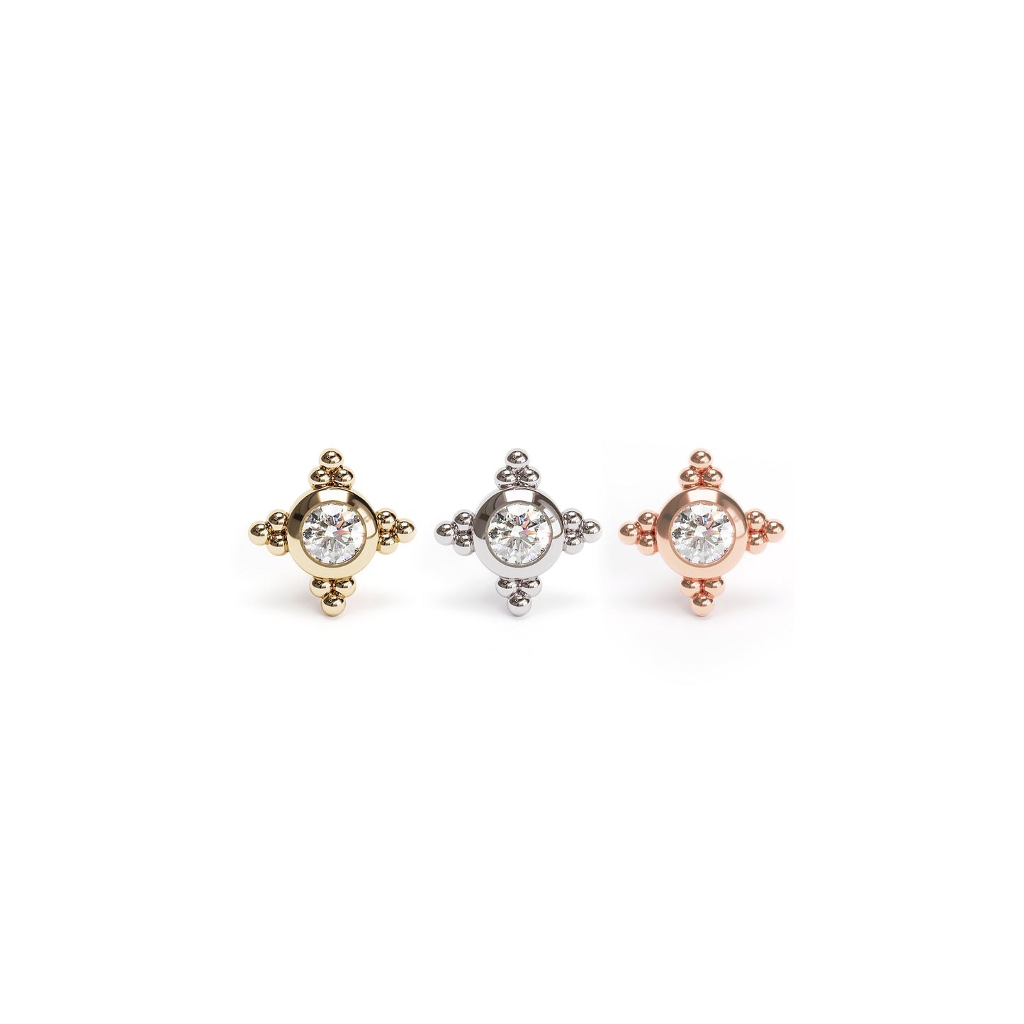 Tiny 14K Gold Diamond Beaded Threadless End