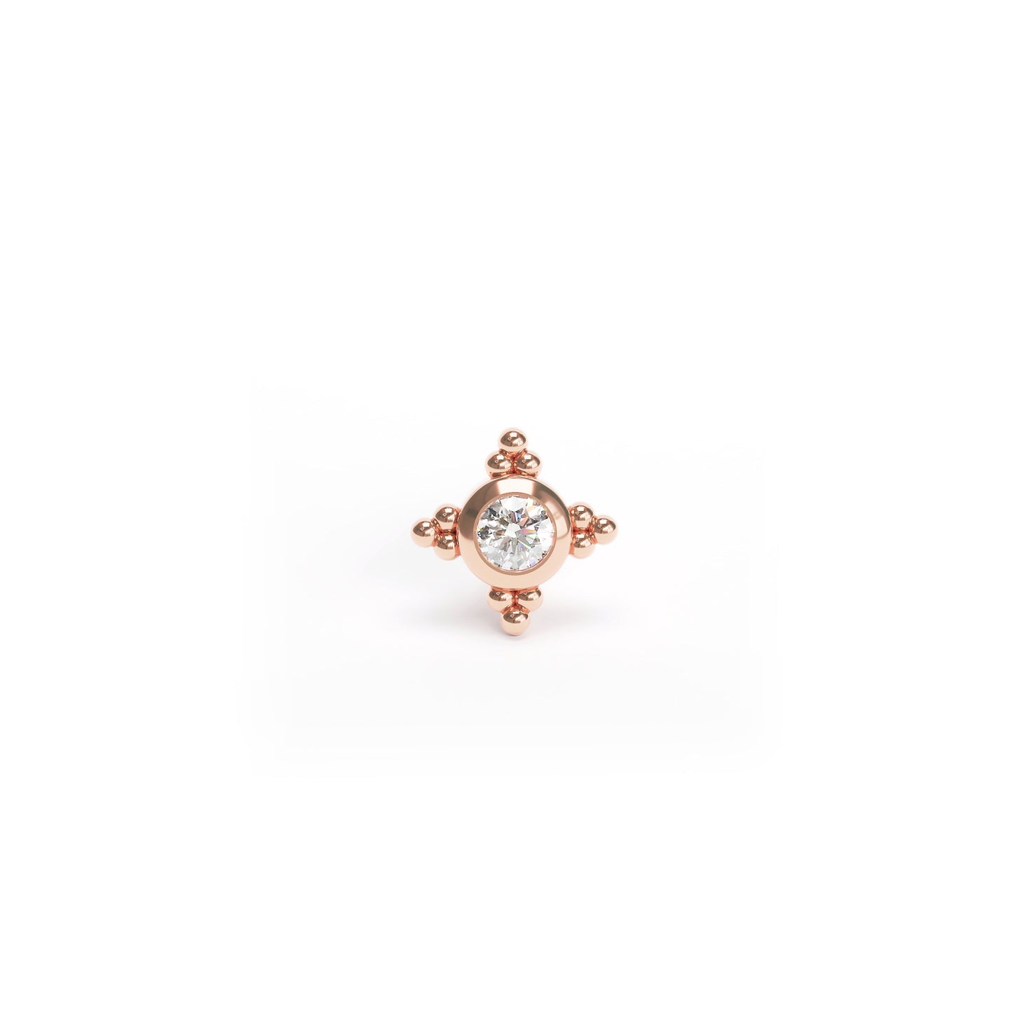 Tiny 14K Gold Diamond Beaded Threadless End