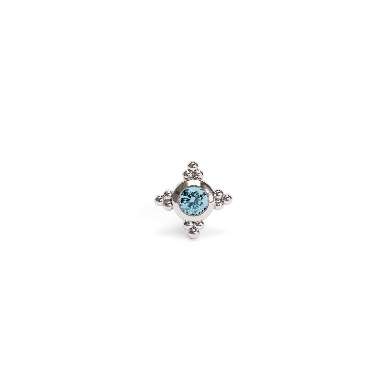Tiny 14K Gold Blue Topaz Beaded Threadless End