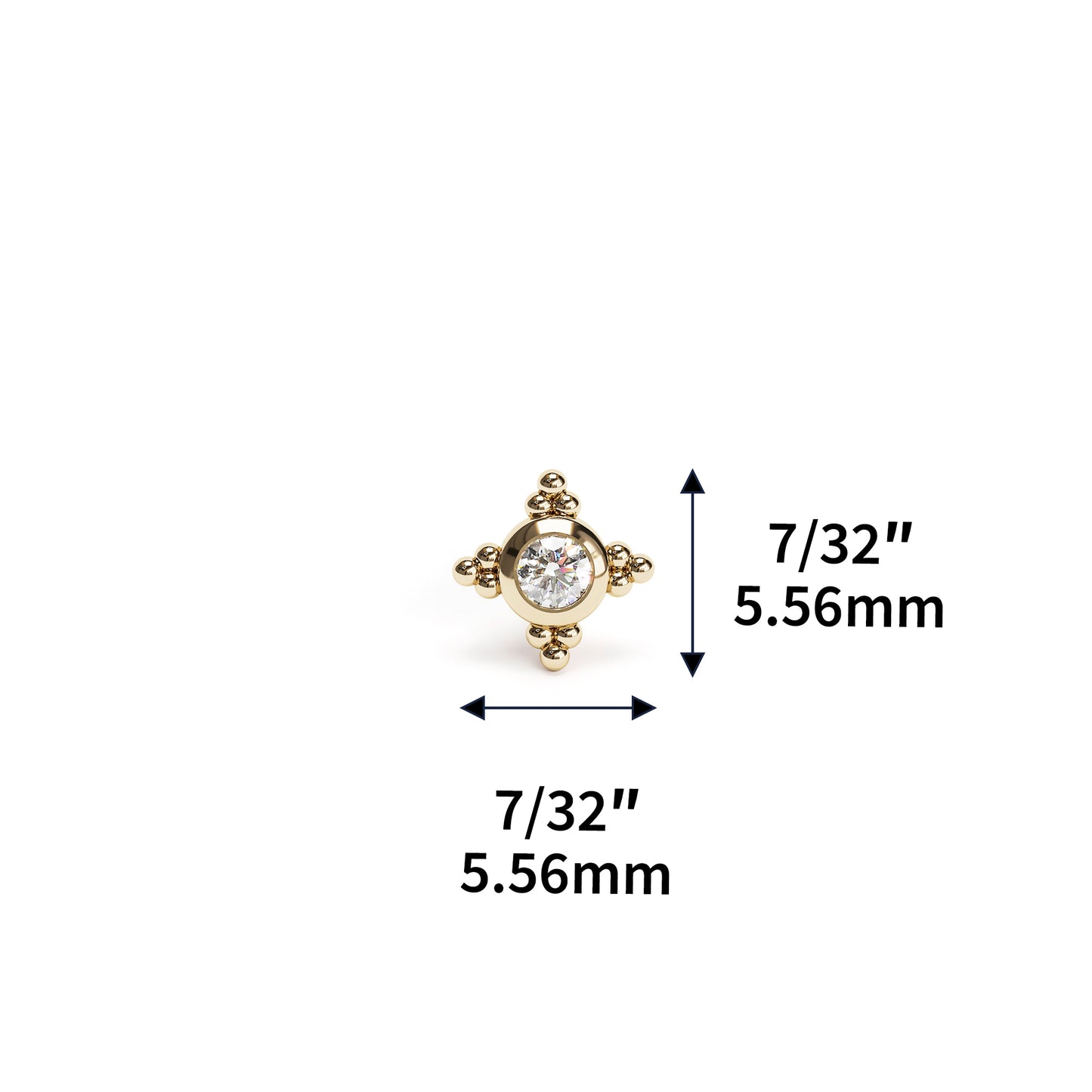 Tiny 14K Gold Diamond Beaded Threadless End