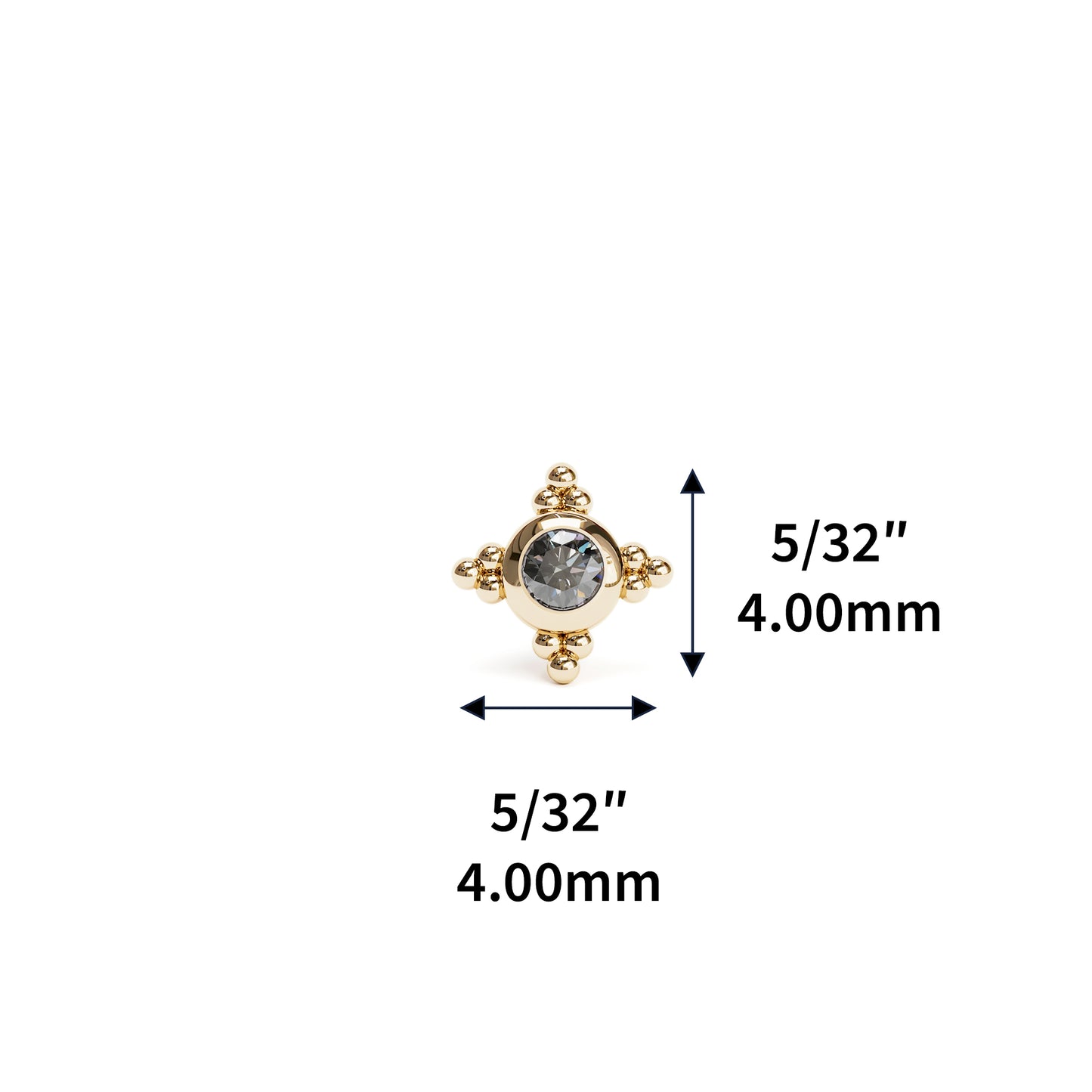 Tiny 14K Gold Black Diamond Beaded Threadless End