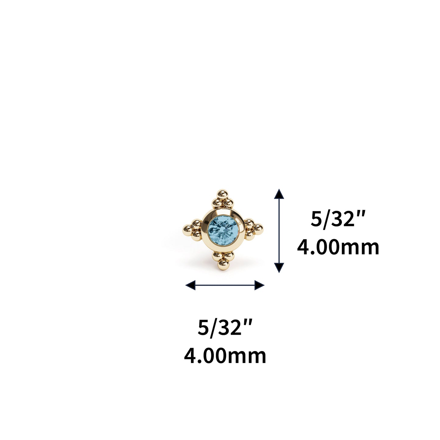 Tiny 14K Gold Blue Topaz Beaded Threadless End