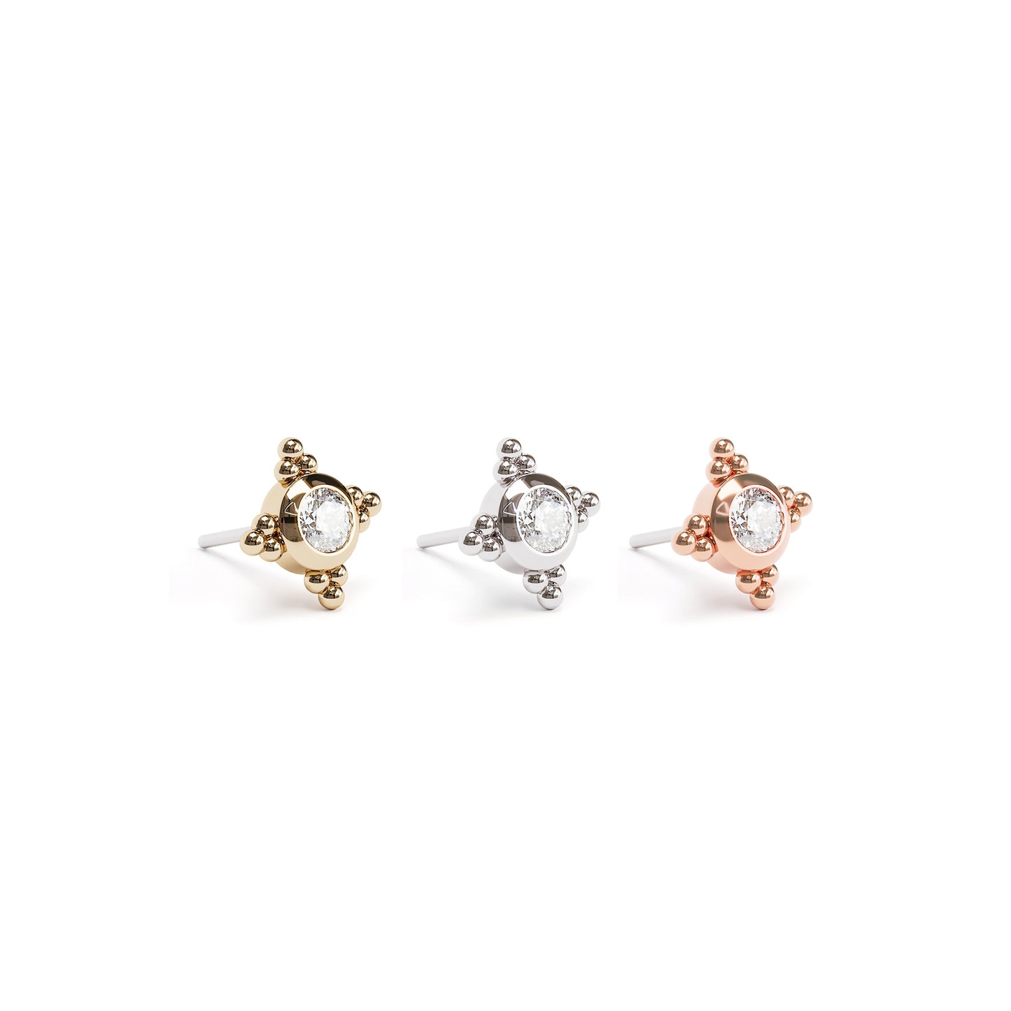 Tiny 14K Gold Diamond Beaded Threadless End