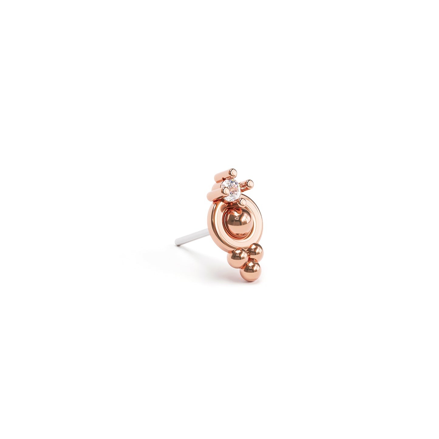 14K Gold Prong-Set Diamond Beaded Threadless End