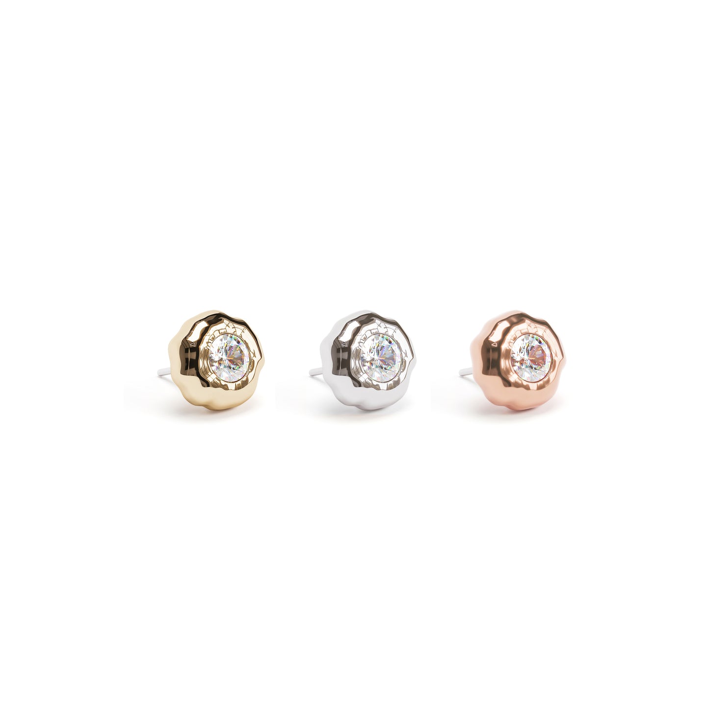 Irregular 14K Gold Diamond Threadless End