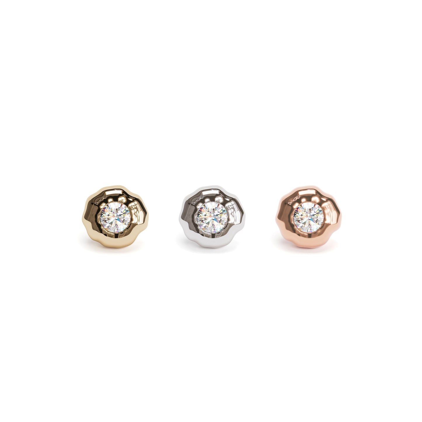 Irregular 14K Gold Diamond Threadless End