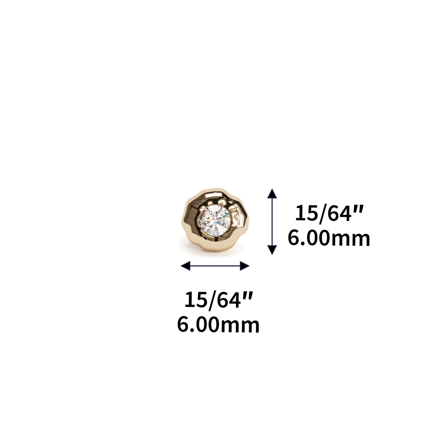 Irregular 14K Gold Diamond Threadless End
