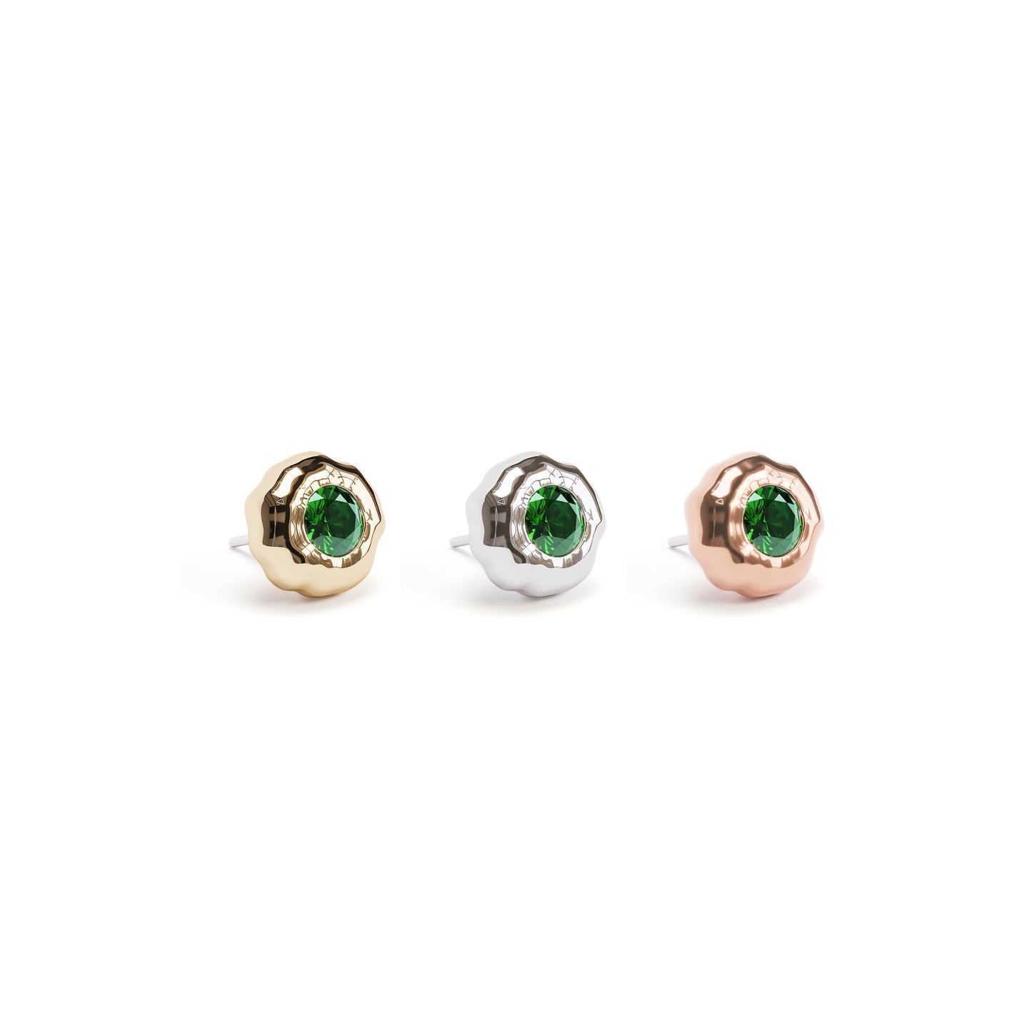 Irregular 14K Gold Emerald Threadless End