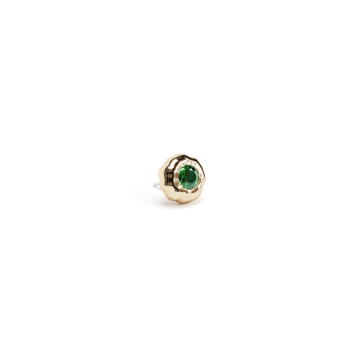 Irregular 14K Gold Emerald Threadless End