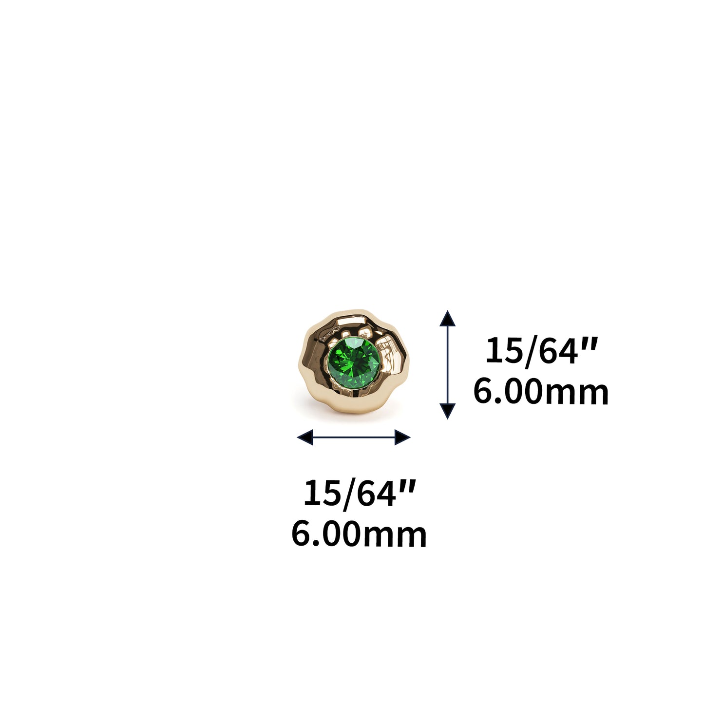 Irregular 14K Gold Emerald Threadless End