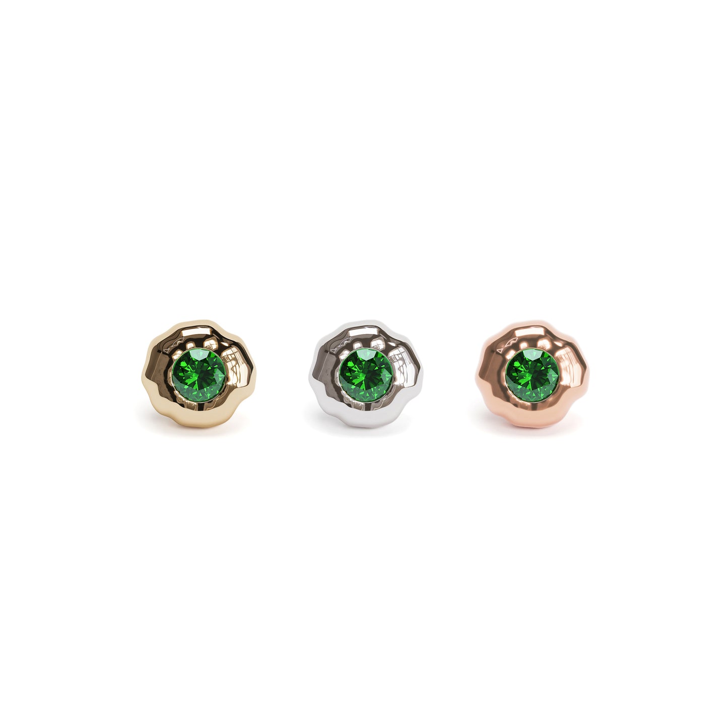 Irregular 14K Gold Emerald Threadless End