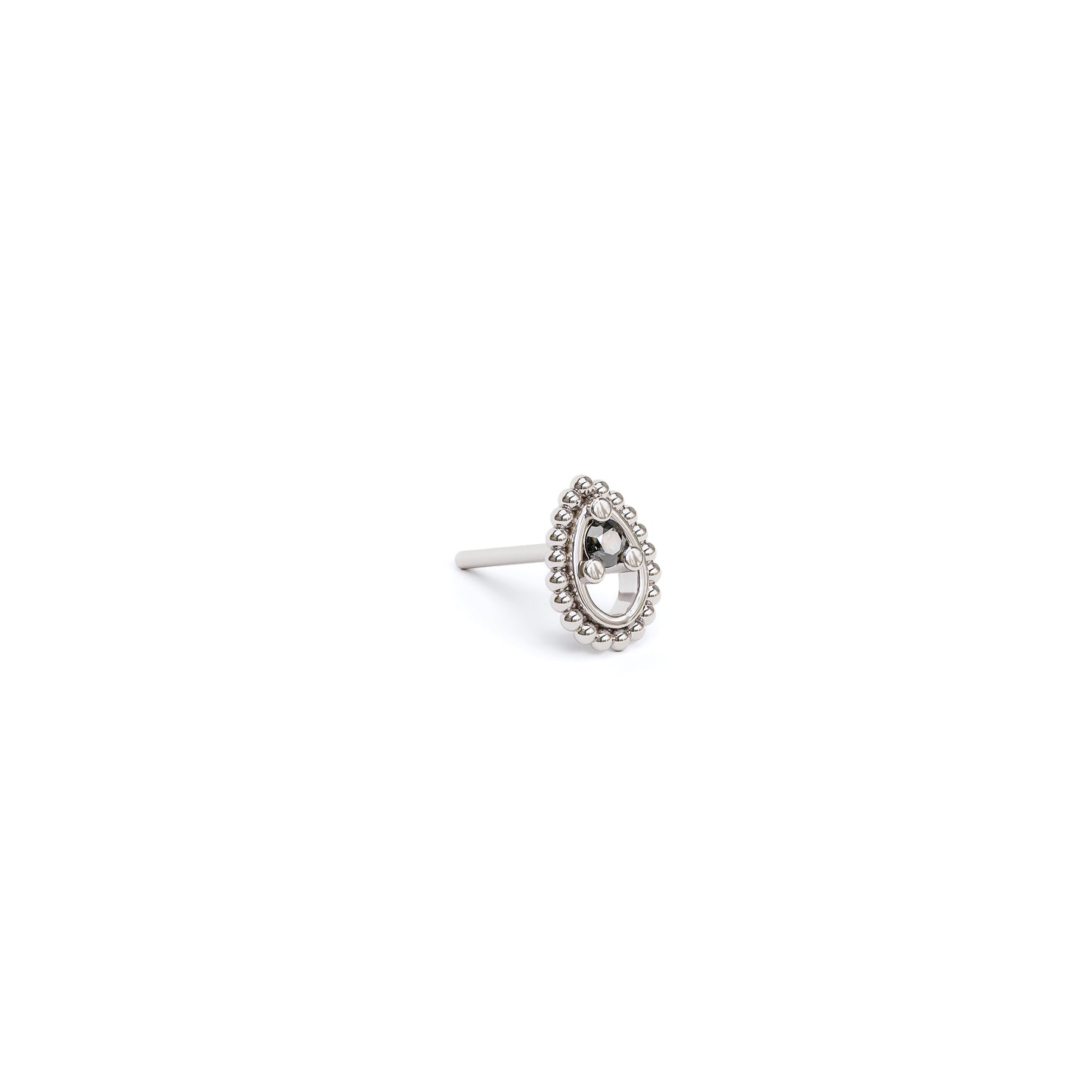 14K Gold Black Diamond Beaded Teardrop Threadless End