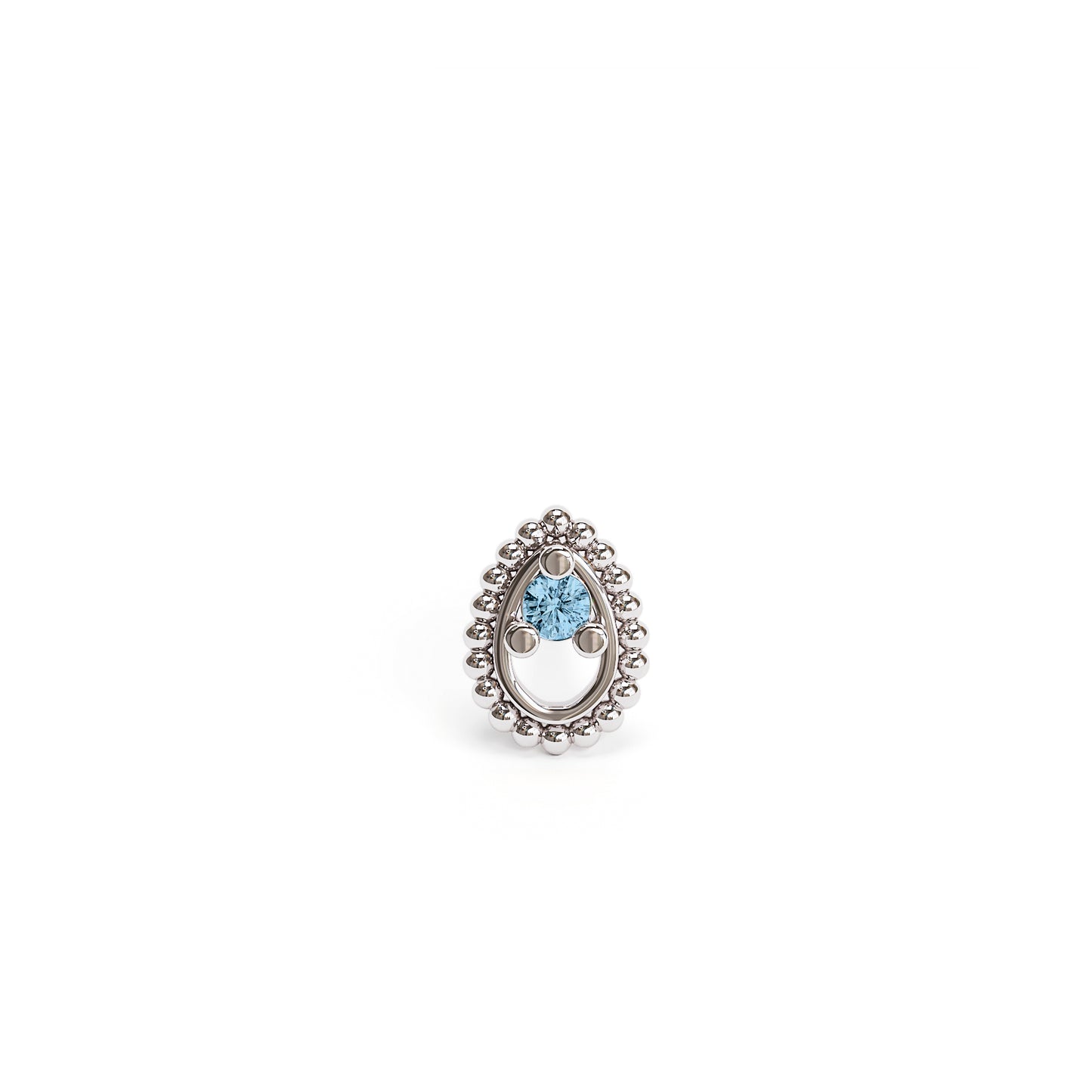 14K Gold Blue Topaz Beaded Teardrop Threadless End