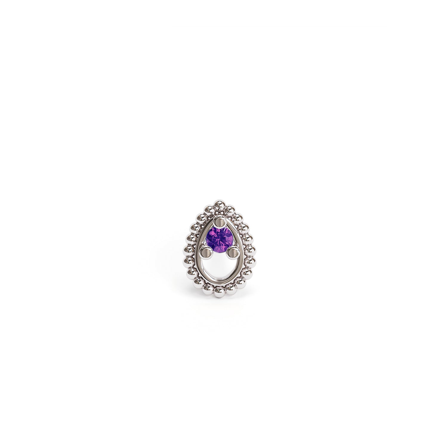 14K Gold Amethyst Beaded Teardrop Threadless End