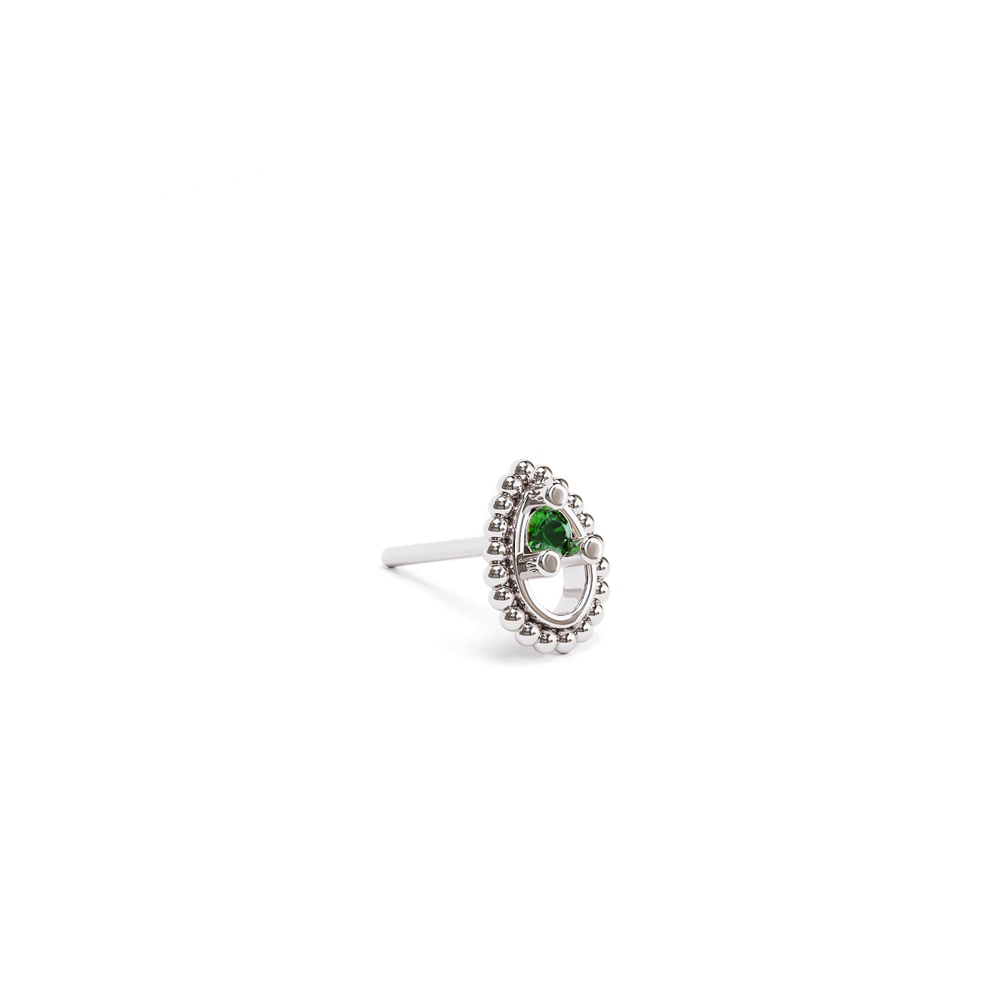 14K Gold Emerald Beaded Teardrop Threadless End