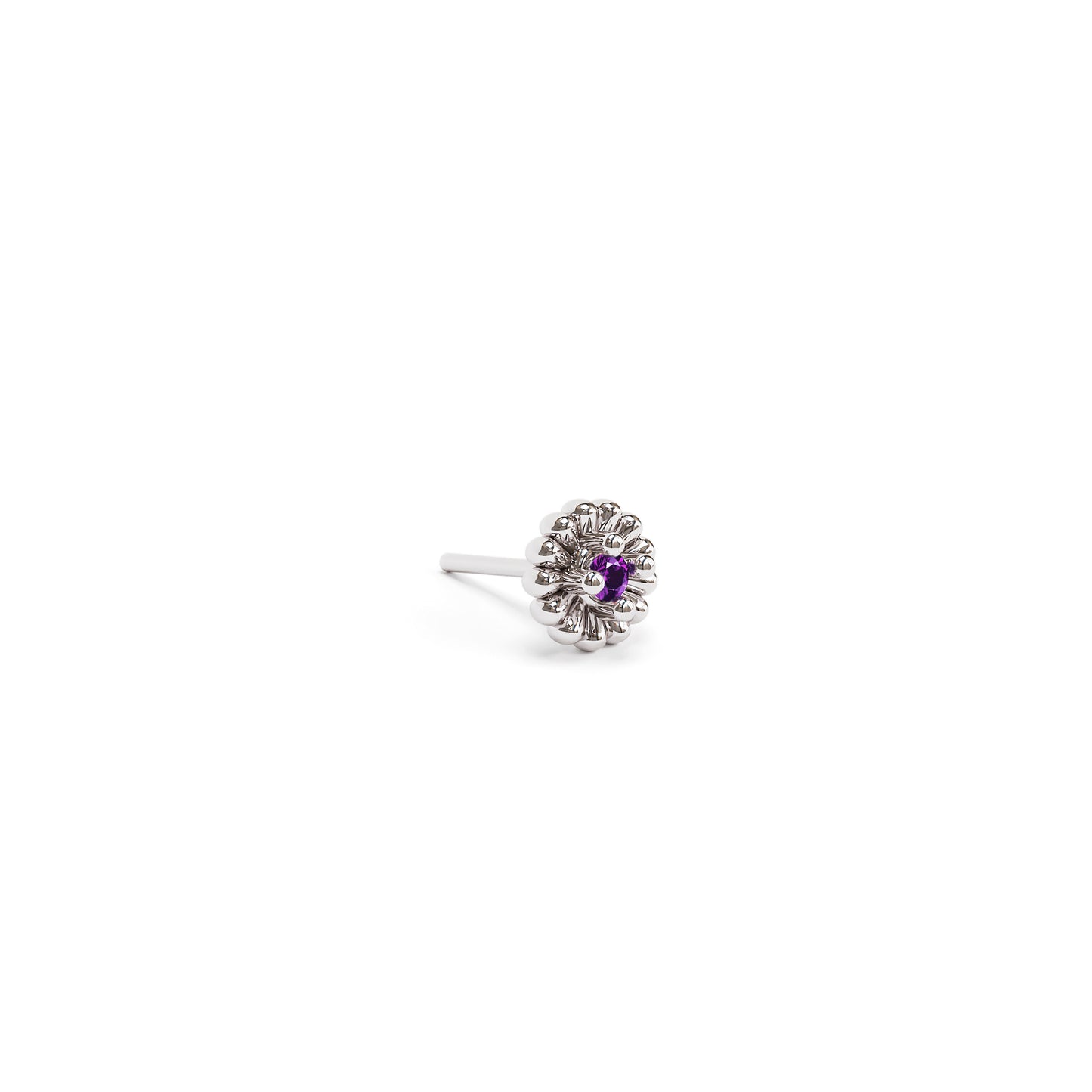 14K Gold Amethyst Abstract Floral Threadless End