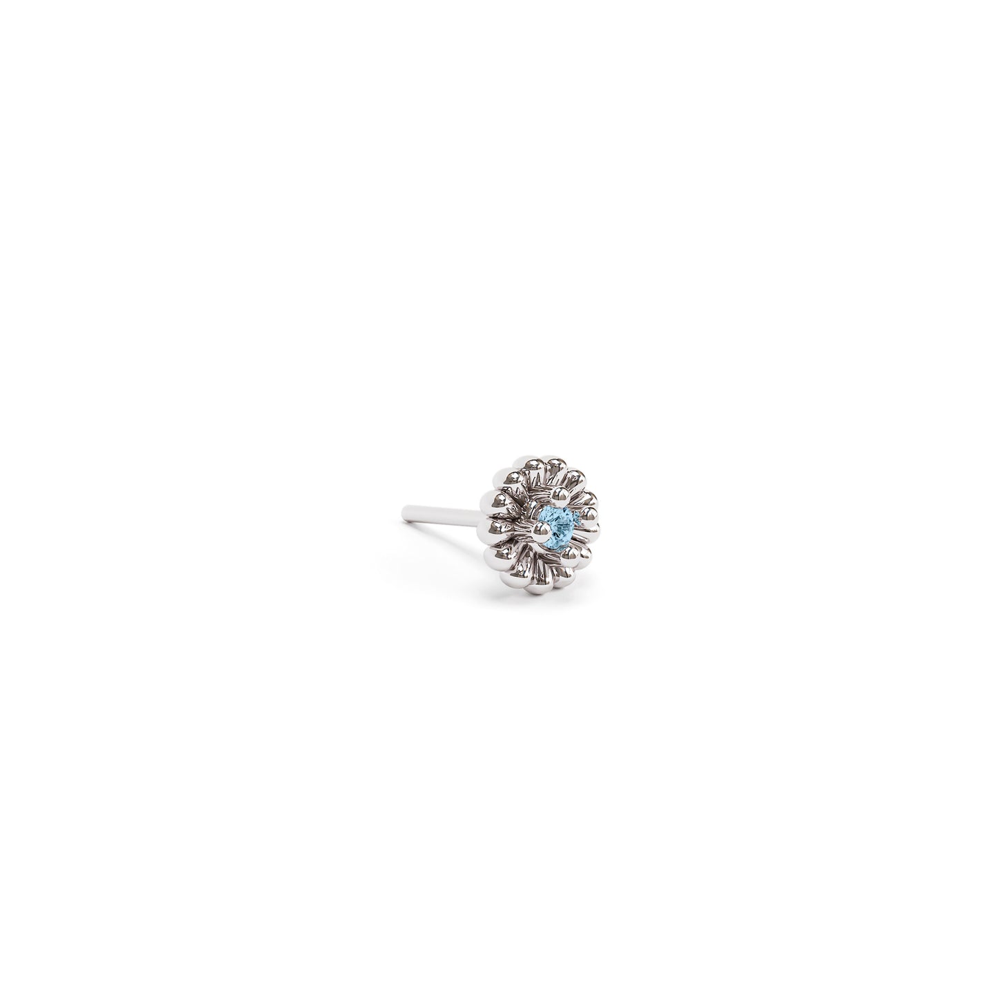 14K Gold Blue Topaz Abstract Floral Threadless End