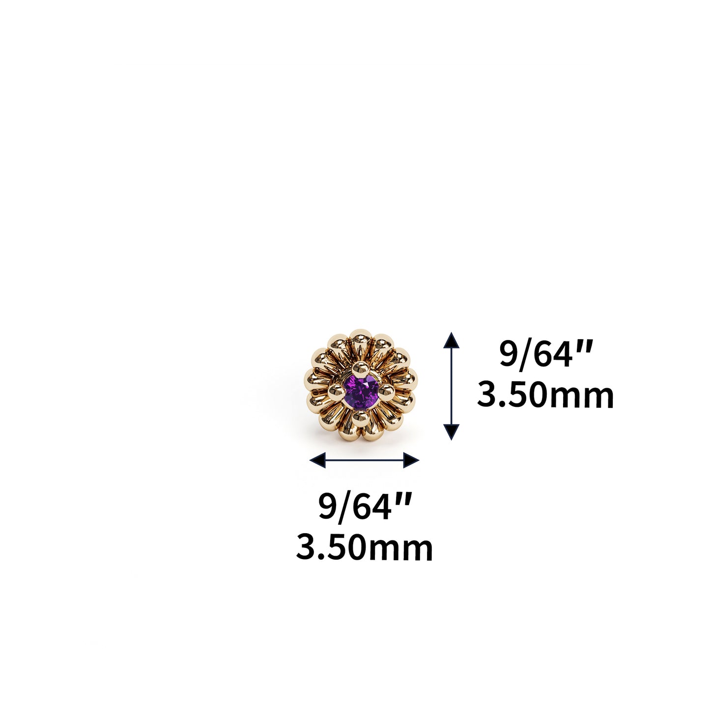 14K Gold Amethyst Abstract Floral Threadless End
