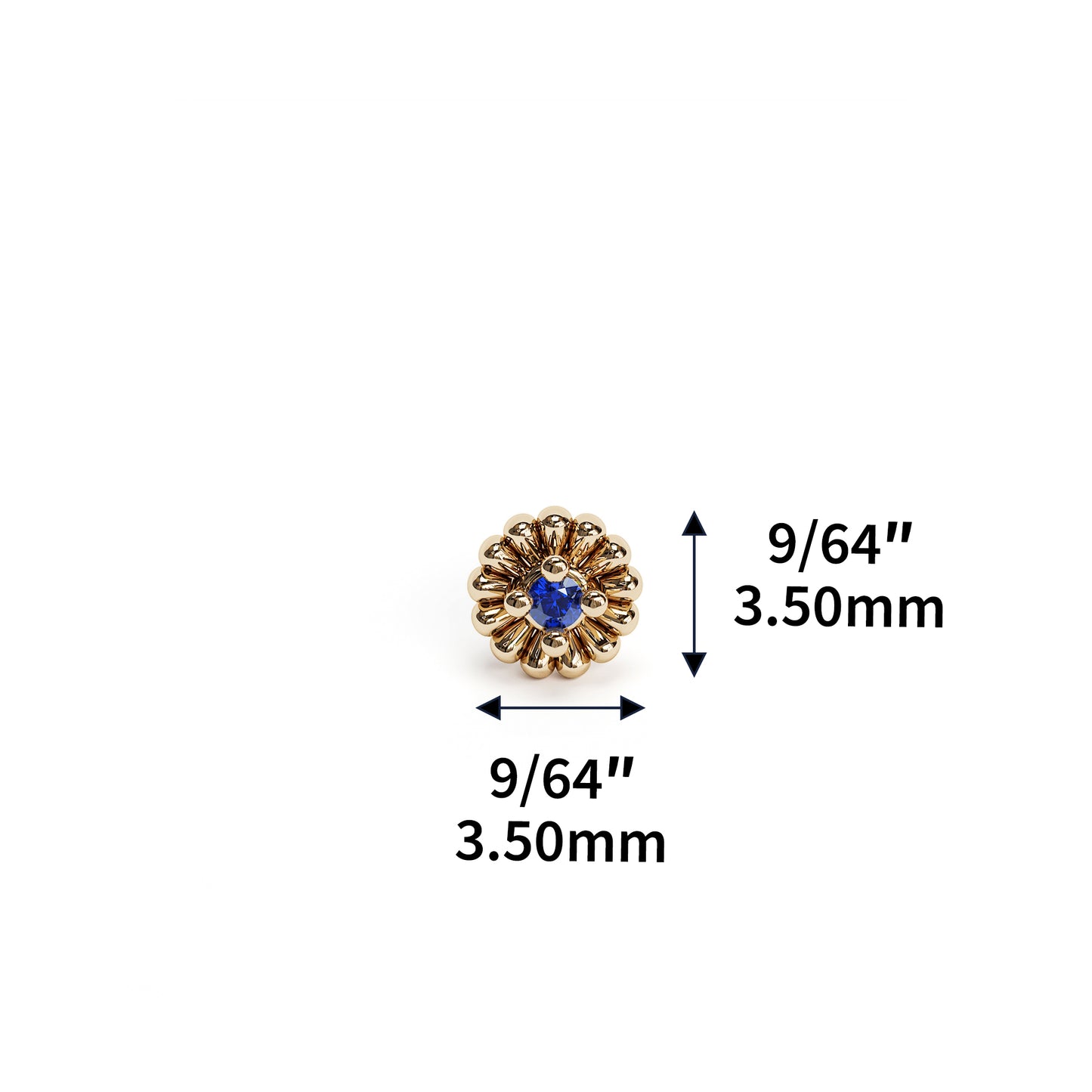 14K Gold Sapphire Abstract Floral Threadless End