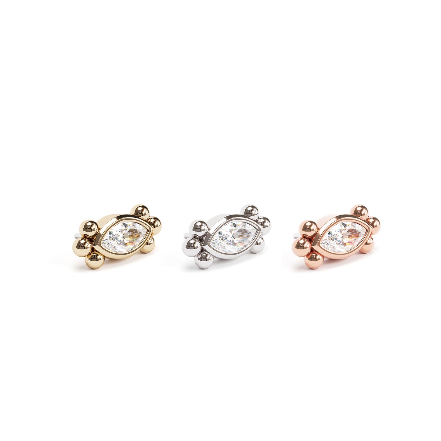 14K Gold Marquise Diamond Beaded Threadless End