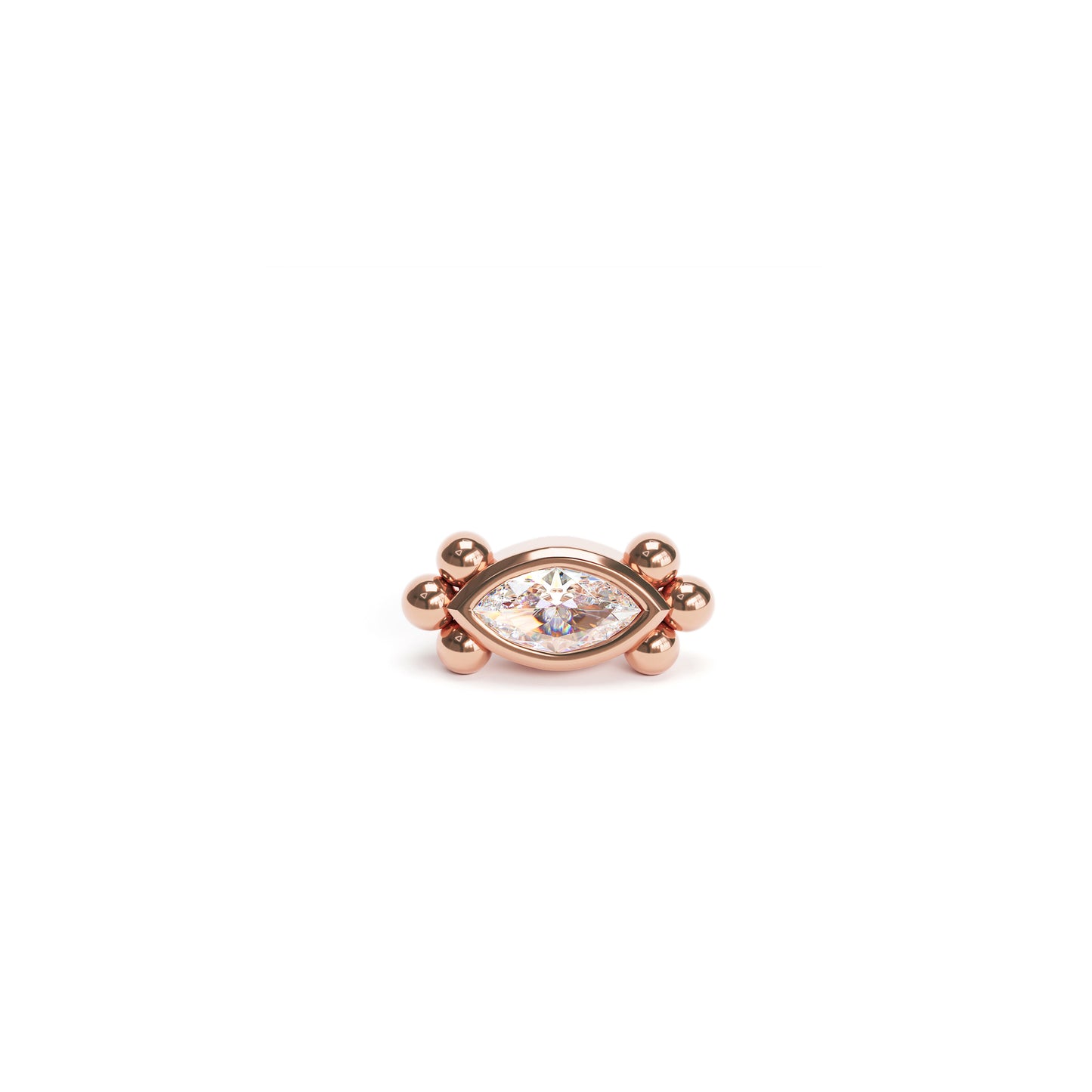 14K Gold Marquise Diamond Beaded Threadless End