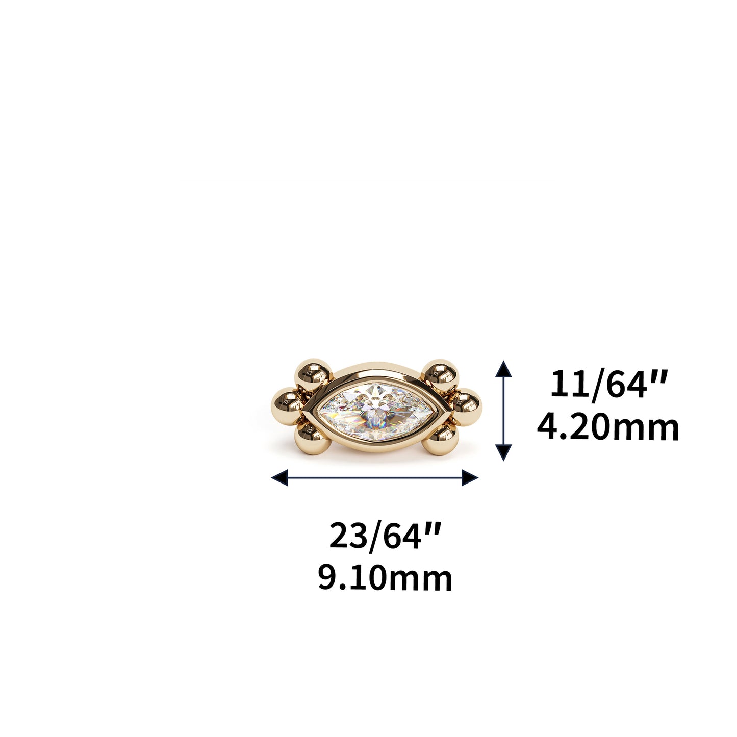 14K Gold Marquise Diamond Beaded Threadless End
