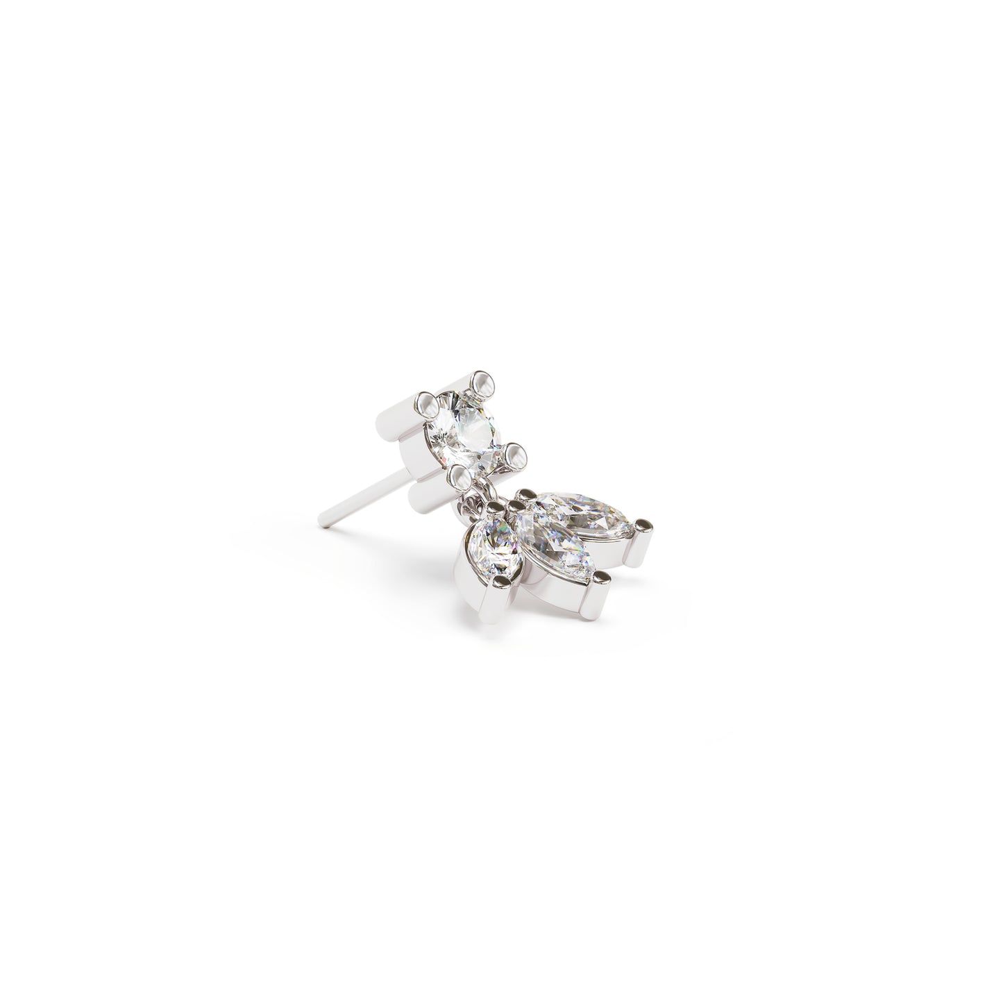14K Gold Marquise Diamond Lotus Dangle Threadless End