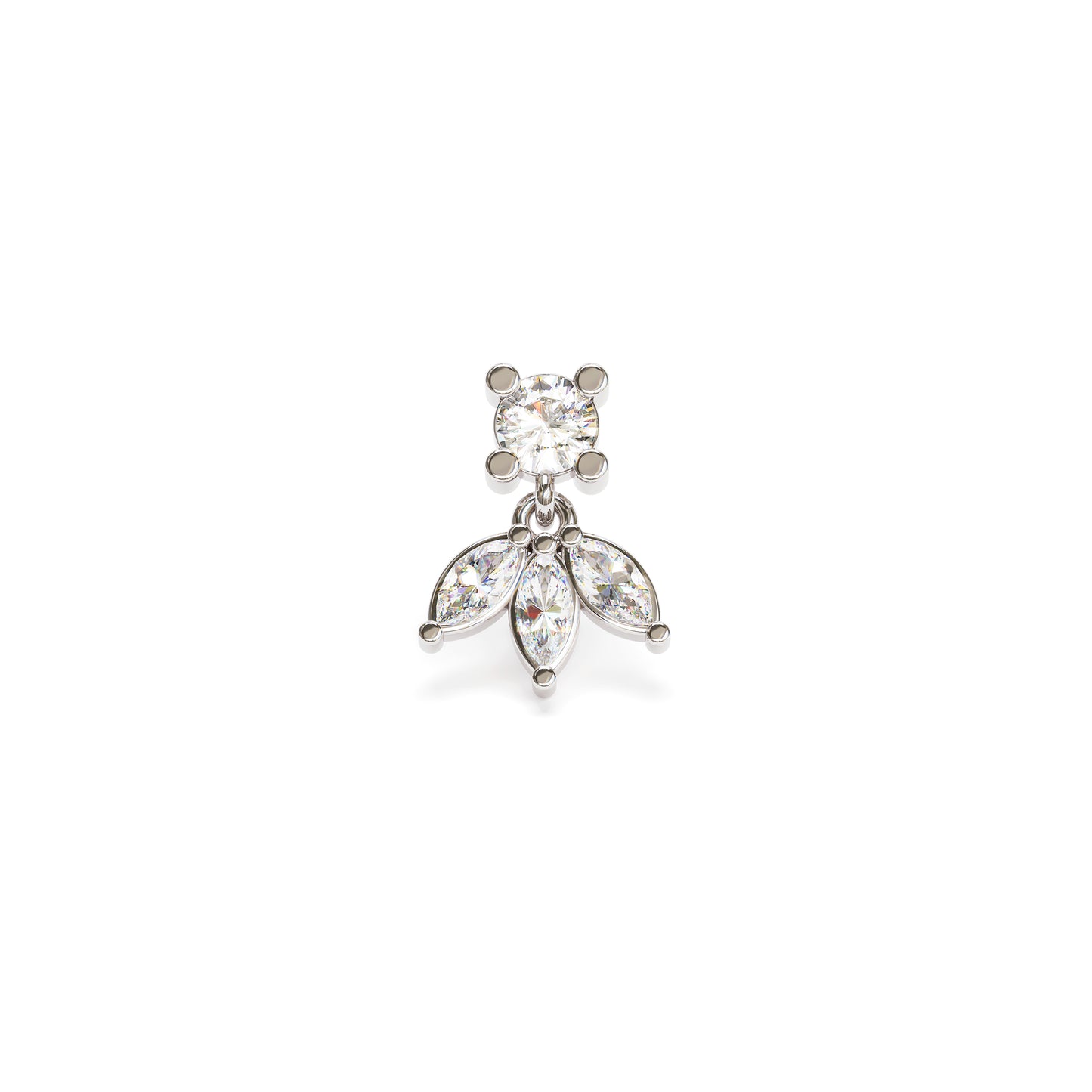 14K Gold Marquise Diamond Lotus Dangle Threadless End