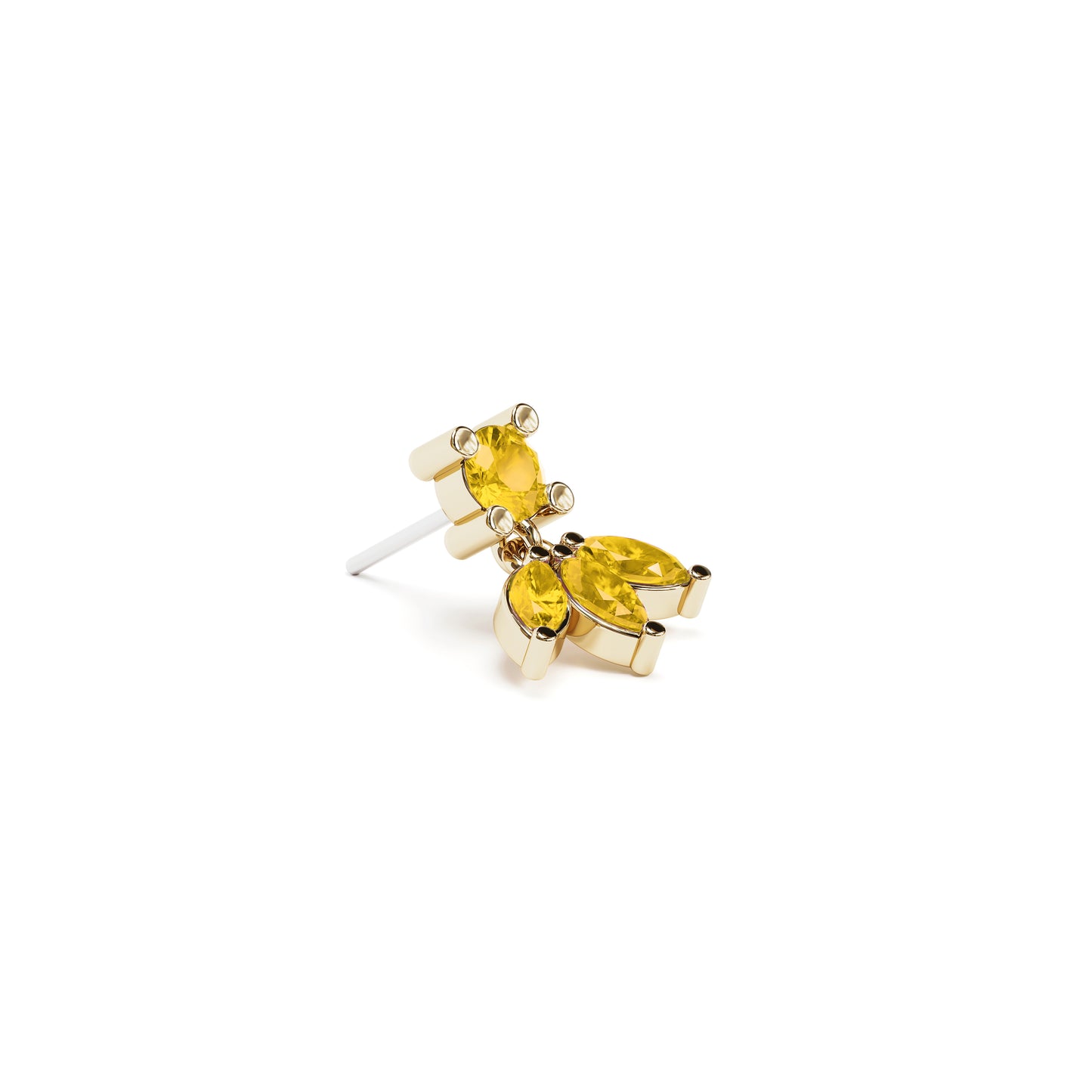 14K Gold Marquise Citrine Lotus Dangle Threadless End