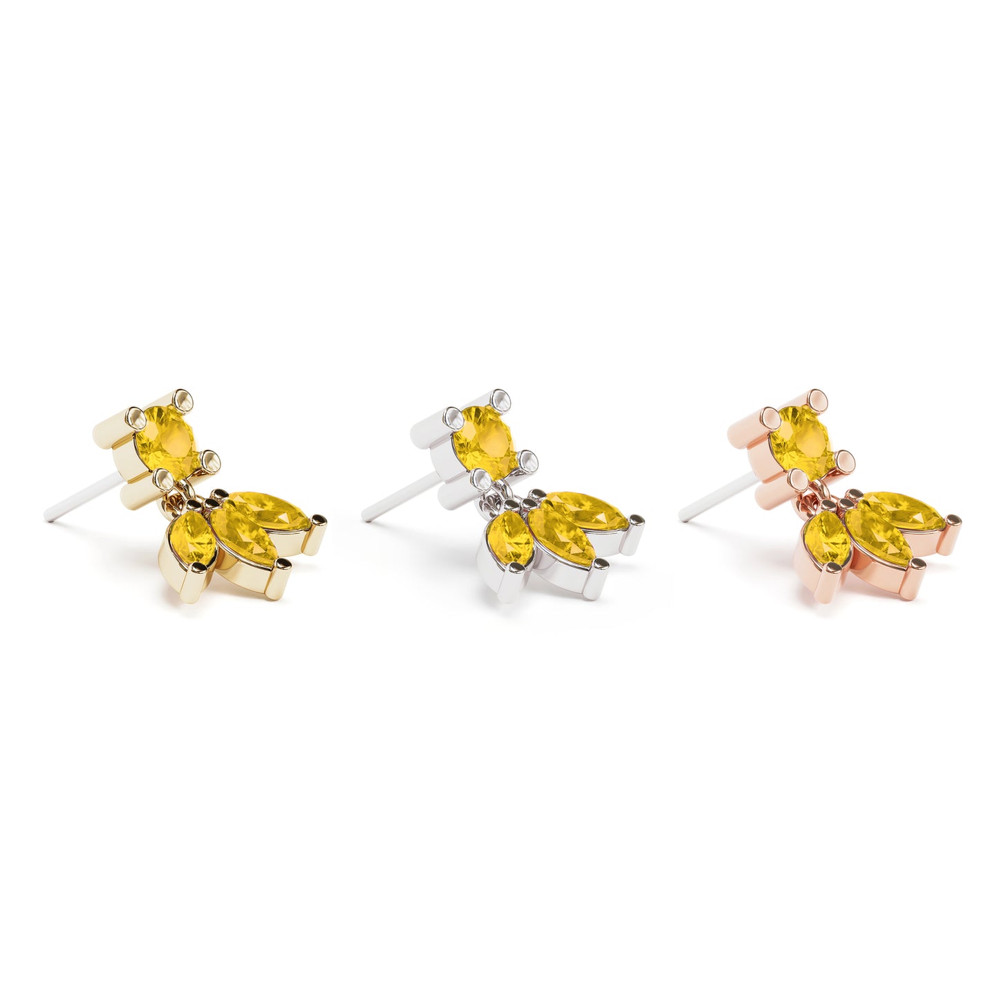 14K Gold Marquise Citrine Lotus Dangle Threadless End