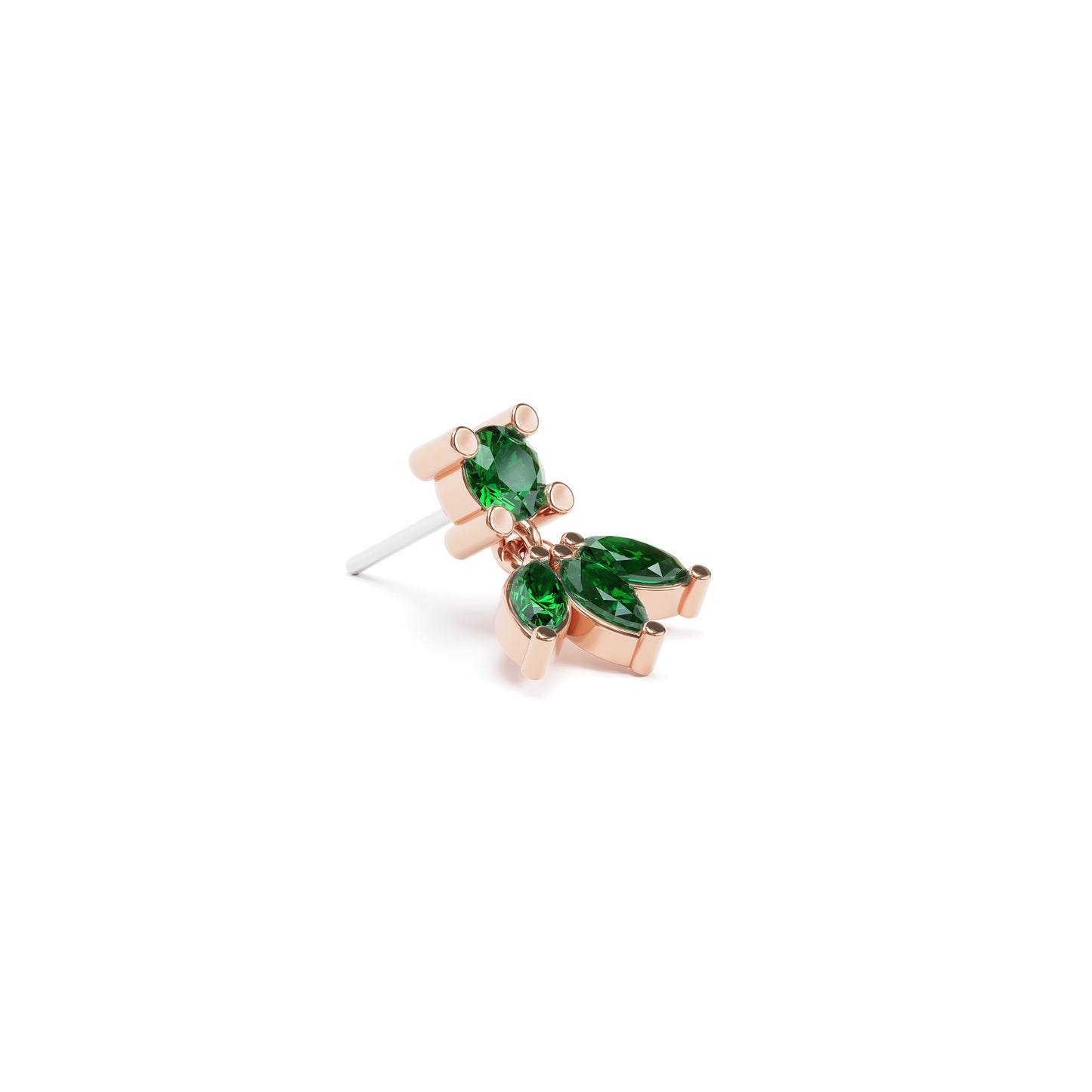 14K Gold Marquise Emerald Lotus Dangle Threadless End