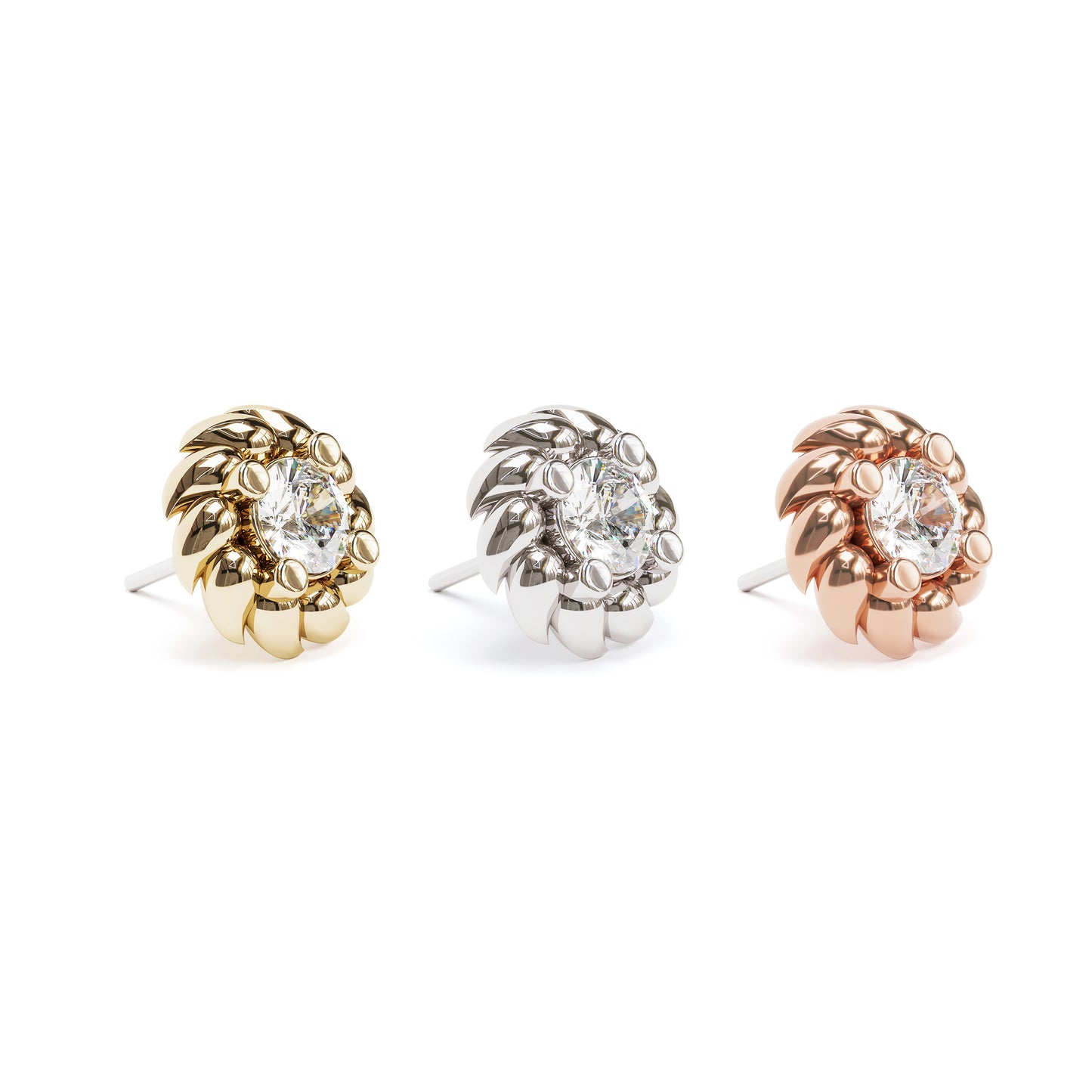 14K Gold Diamond Threadless End