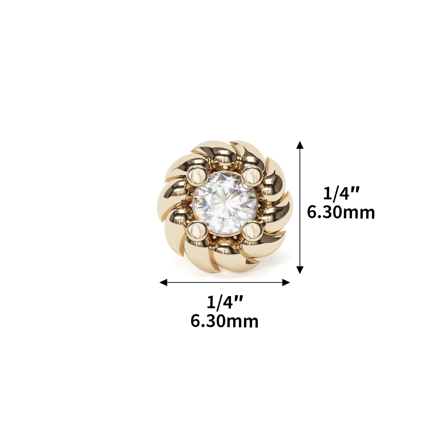 14K Gold Diamond Threadless End