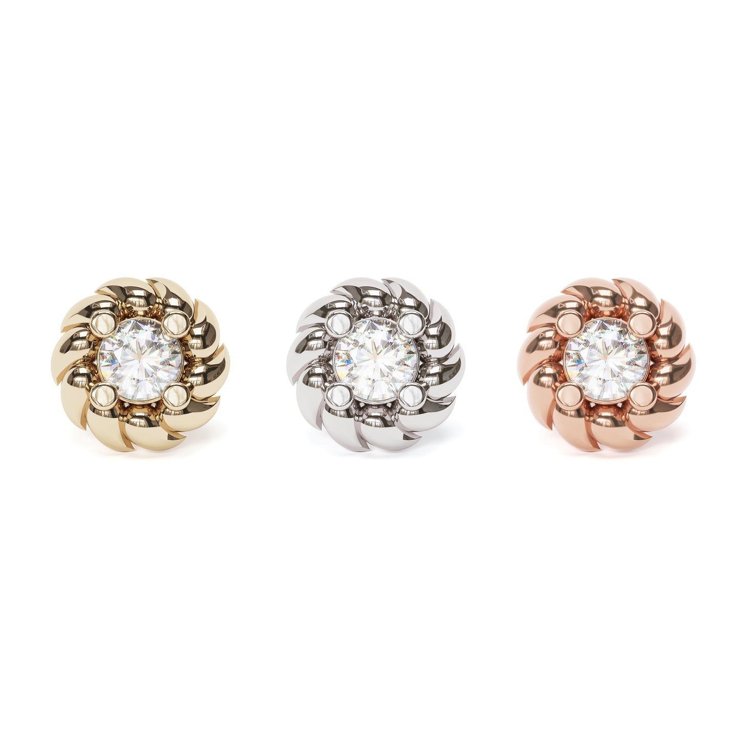 14K Gold Diamond Threadless End